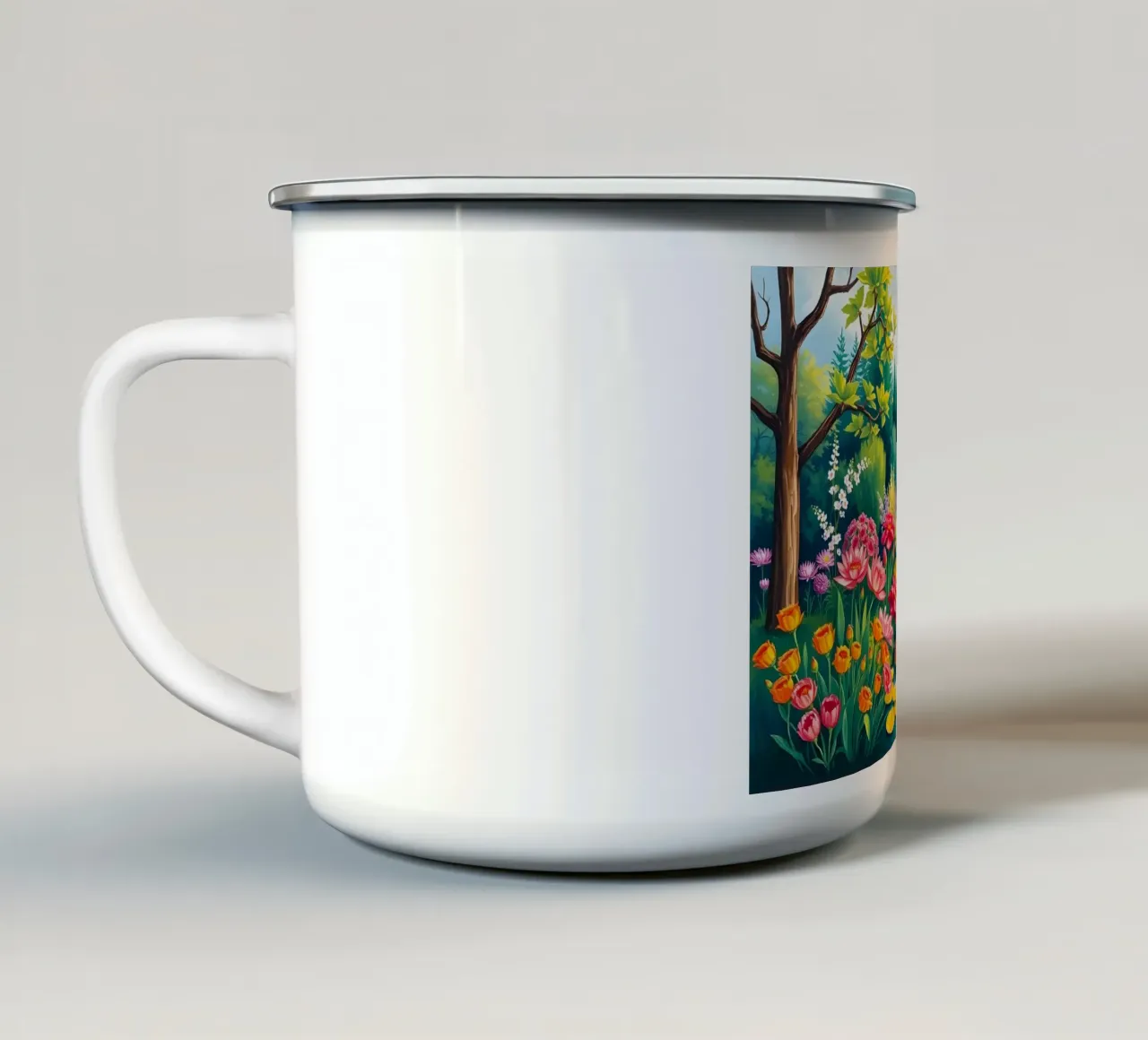 Il tranquillo giardino del laghetto delle ninfee tazza in smalto da Artistic-shop