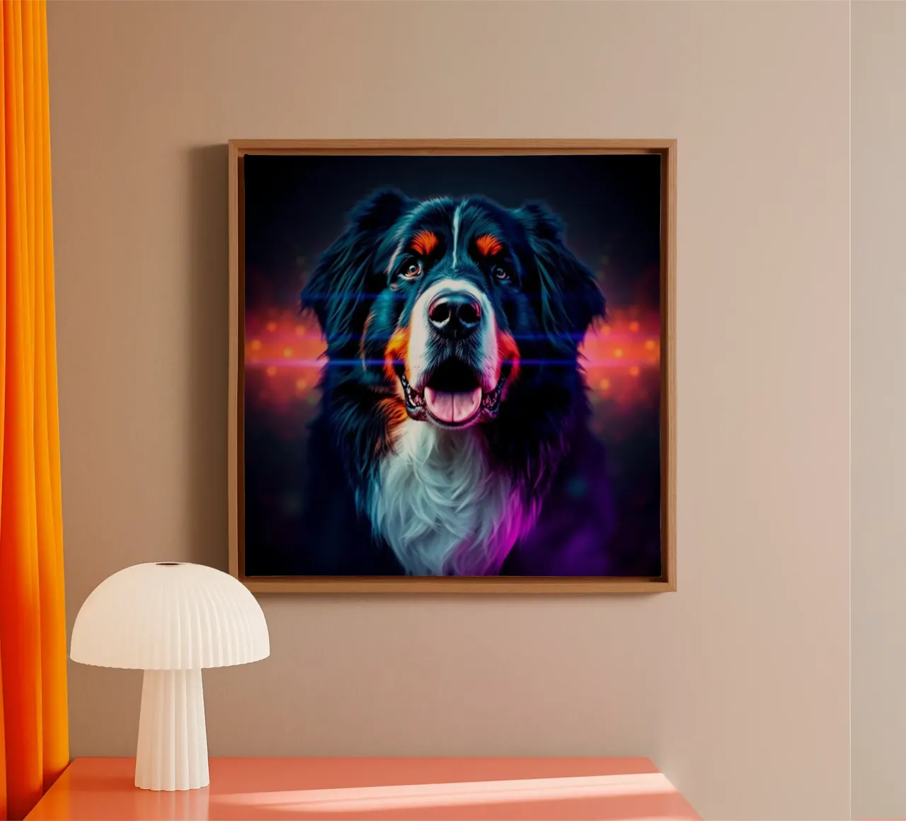 Beautiful Bernese Mountain Dog #130 canvas with Floater frame by Yumis.Beargang.and.Me