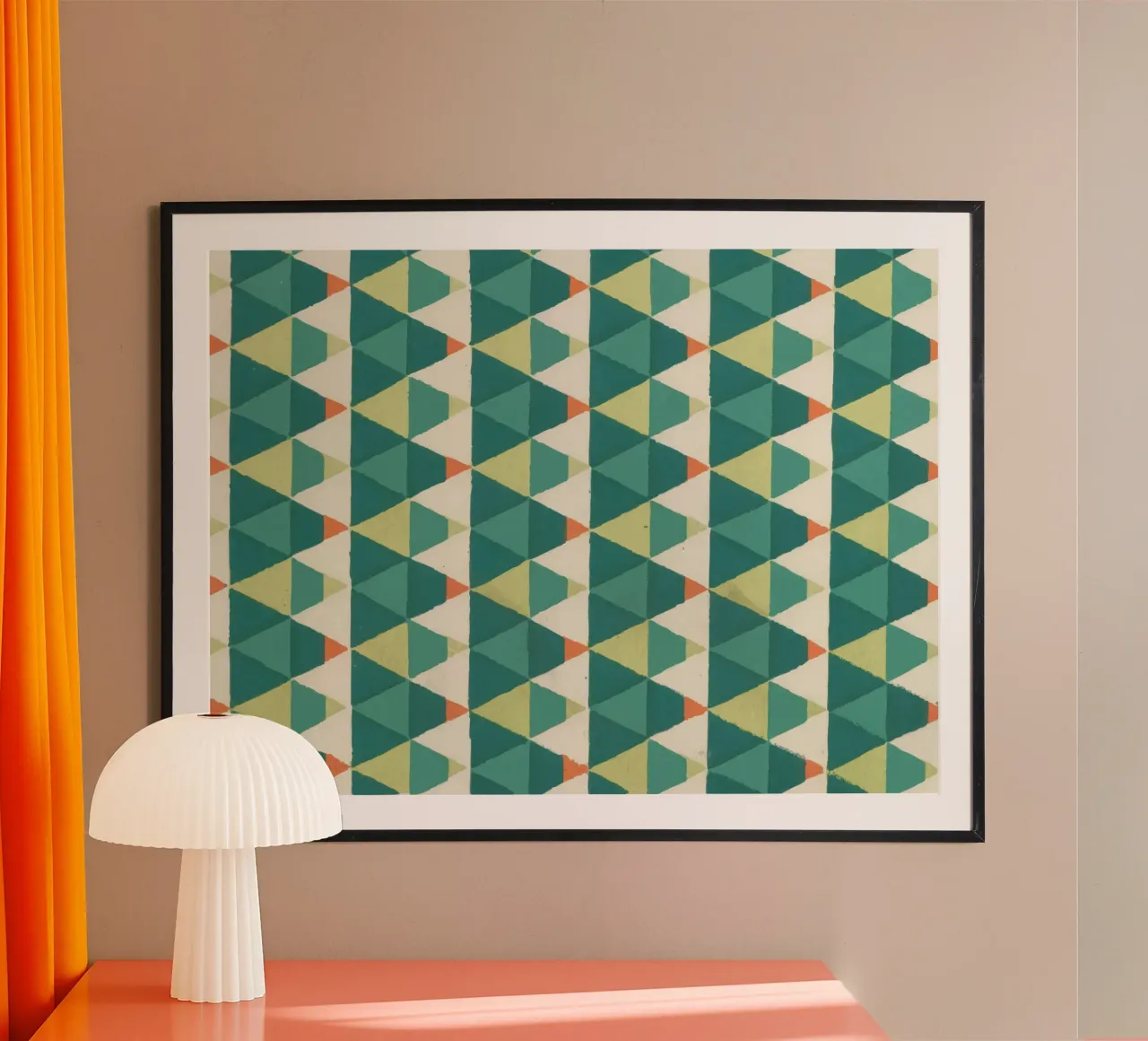 Retro geometric pattern - Stylised vintage triangles hahnemühle by luciette plastique
