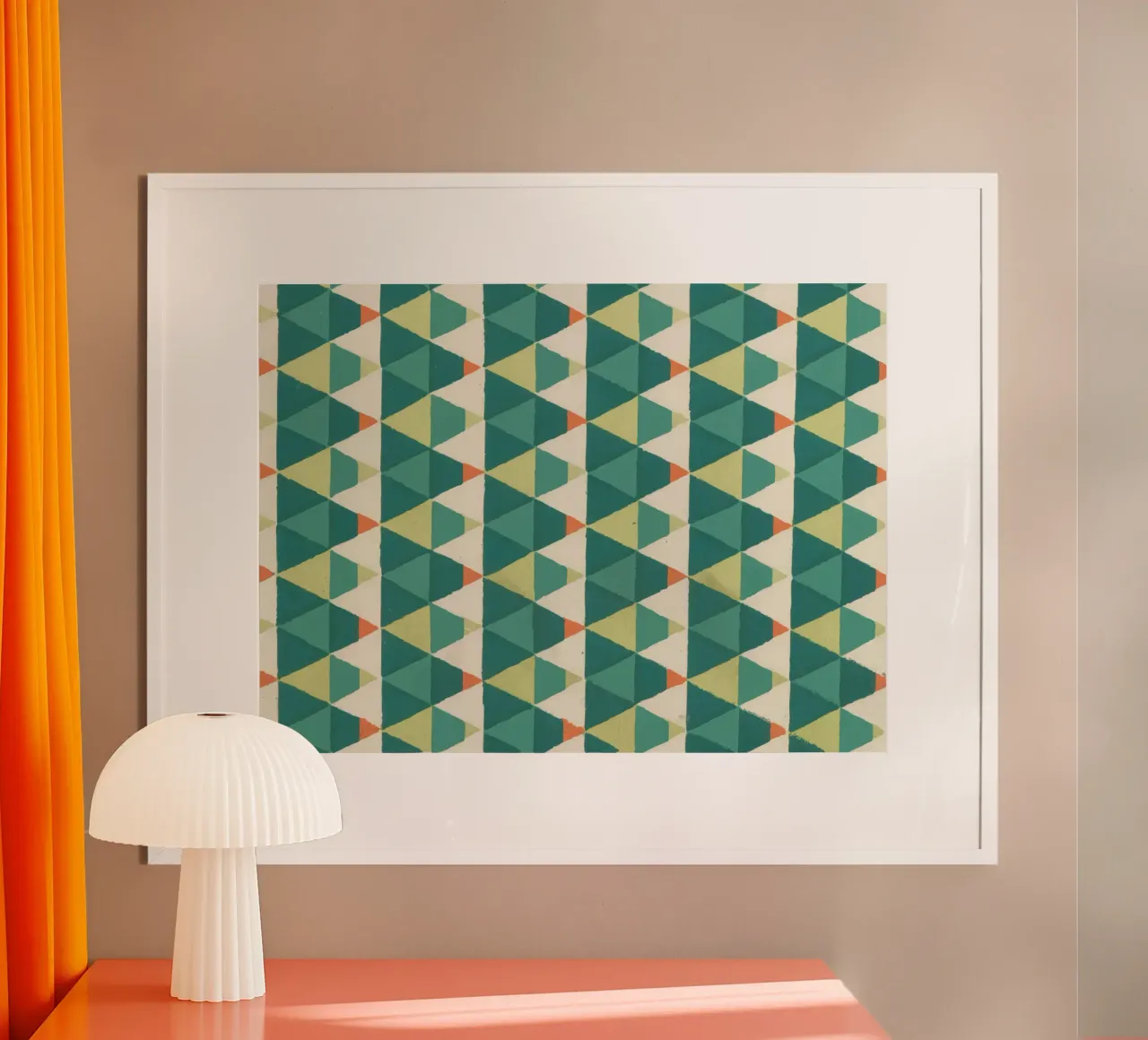 Retro geometric pattern - Stylised vintage triangles hahnemühle by luciette plastique