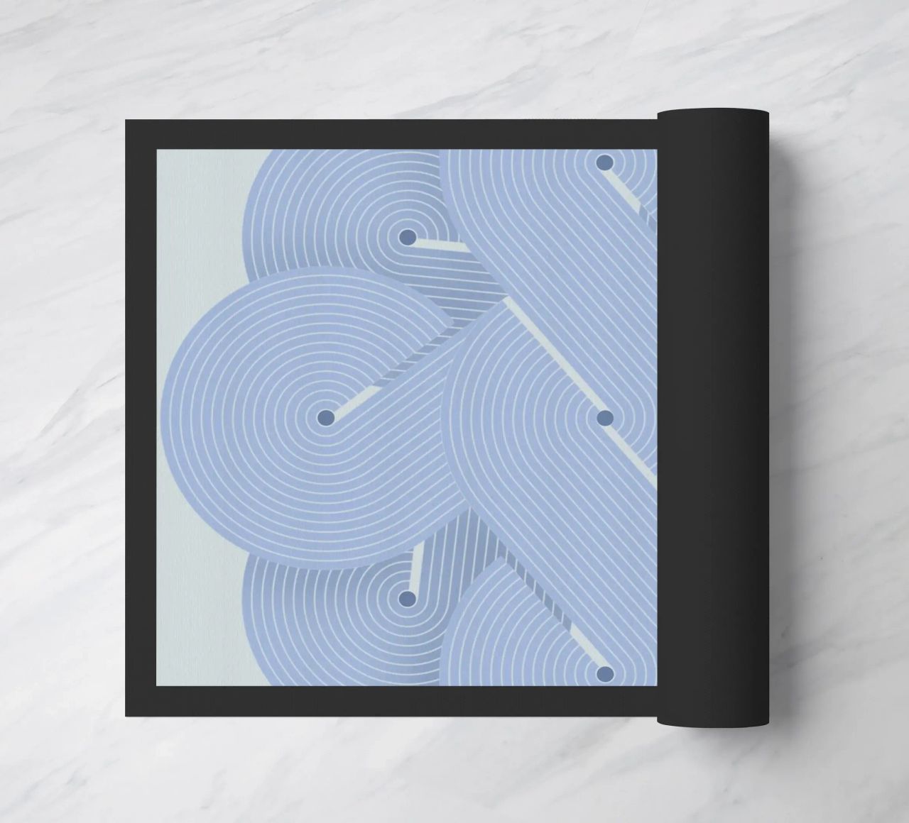 Círculos geométricos azules entrelazados felpudo de Kt10 Designs