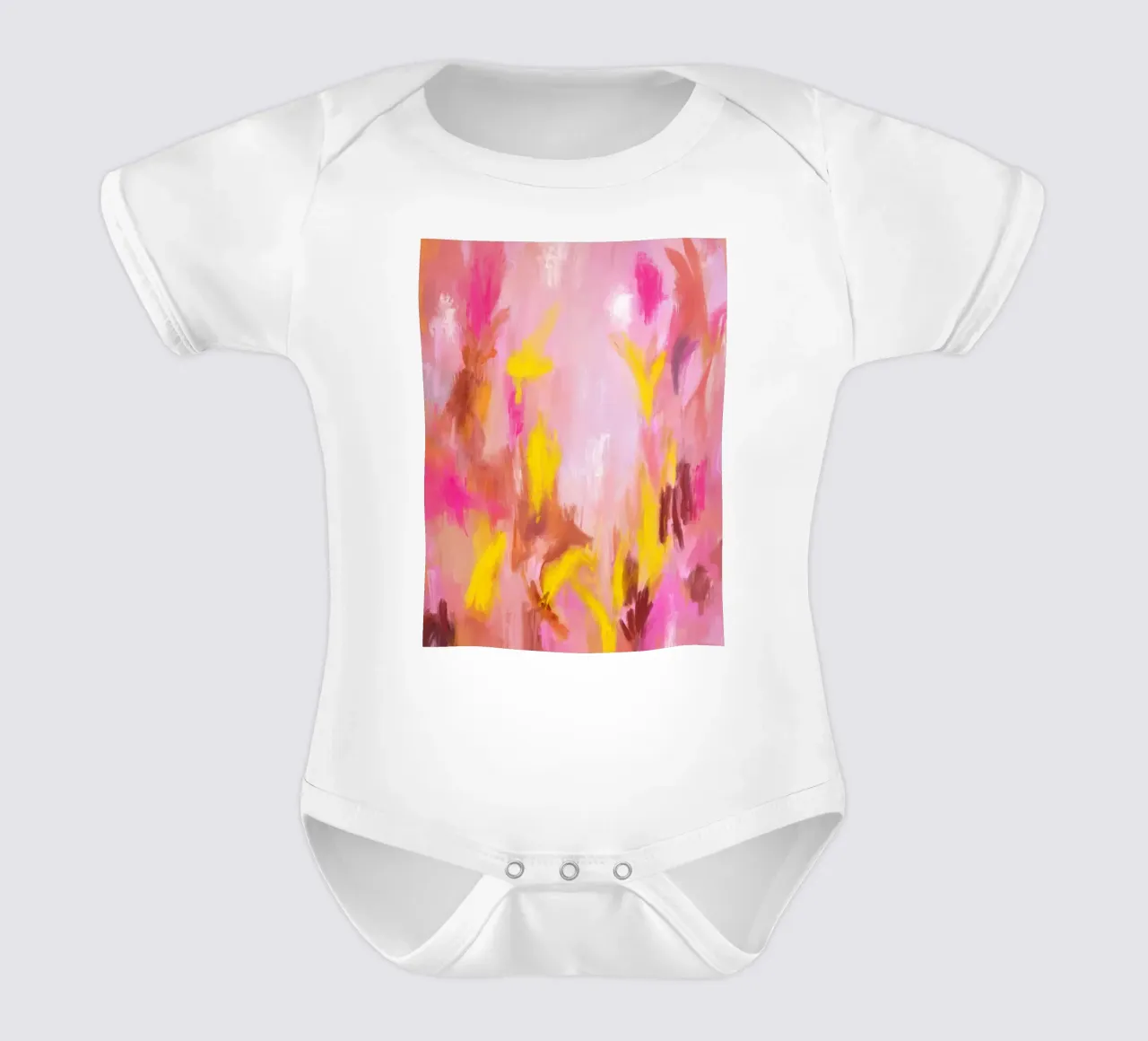 Rosentau im Sonnenlicht - Abstrakte Kunst Kurzarm Babybody von Petra Lang