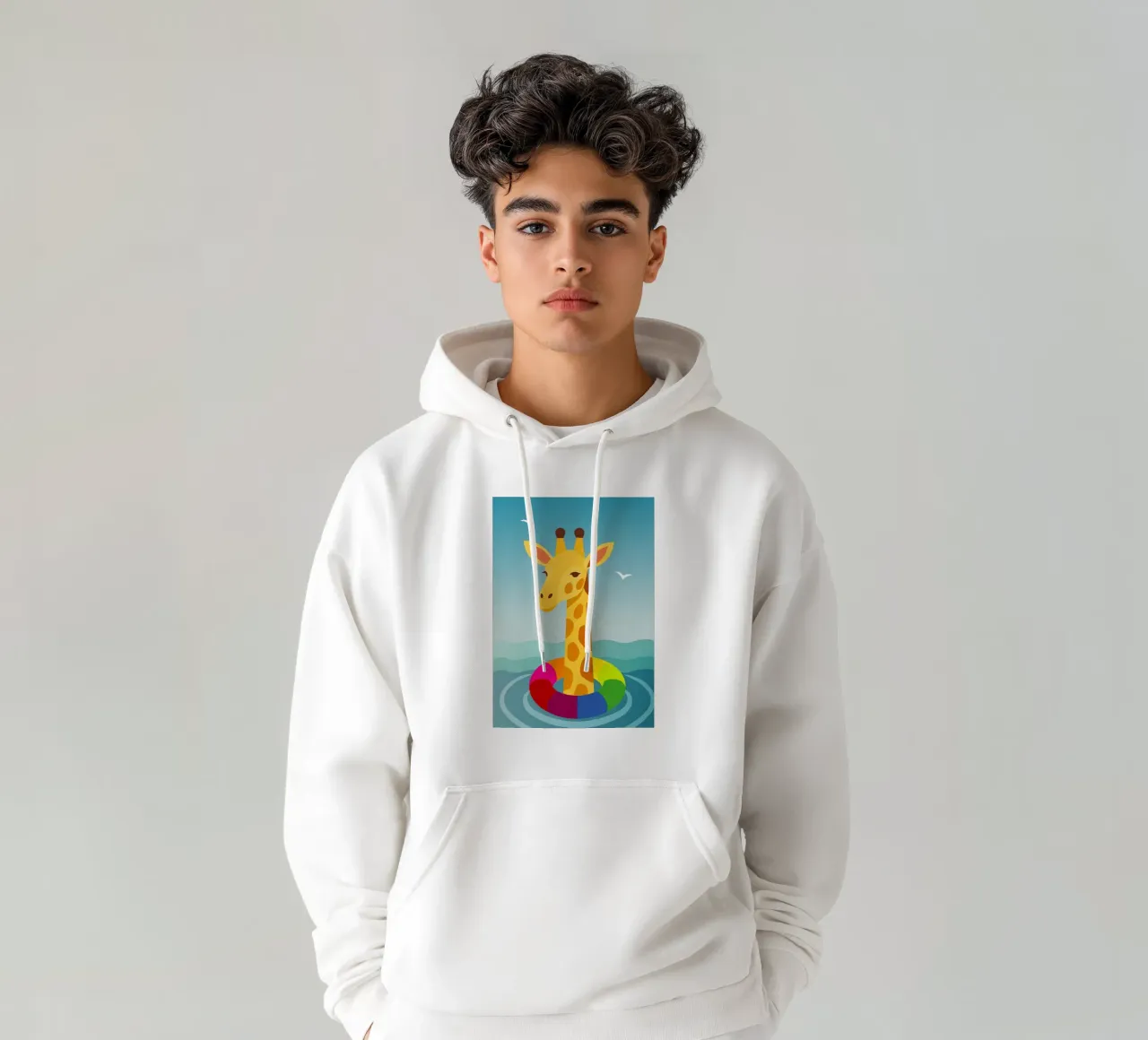 Jirafa con neumático flotante: diversión veraniega con estilo sudadera con capucha de namosh
