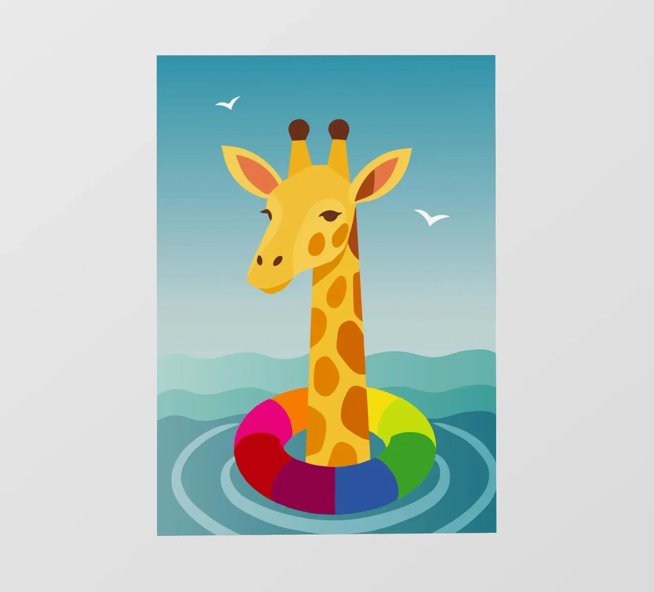 Giraffe with floating tyre - summer fun with style photo wallpaper by namosh