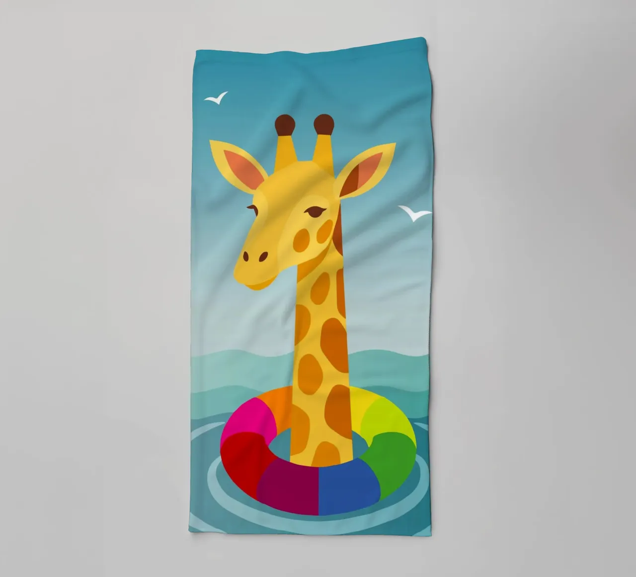 Giraffe with floating tyre - summer fun with style towel by namosh