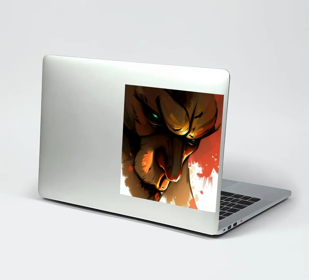 lion with intense gaze and striking colors in abstract art sticker by DesignDoodle