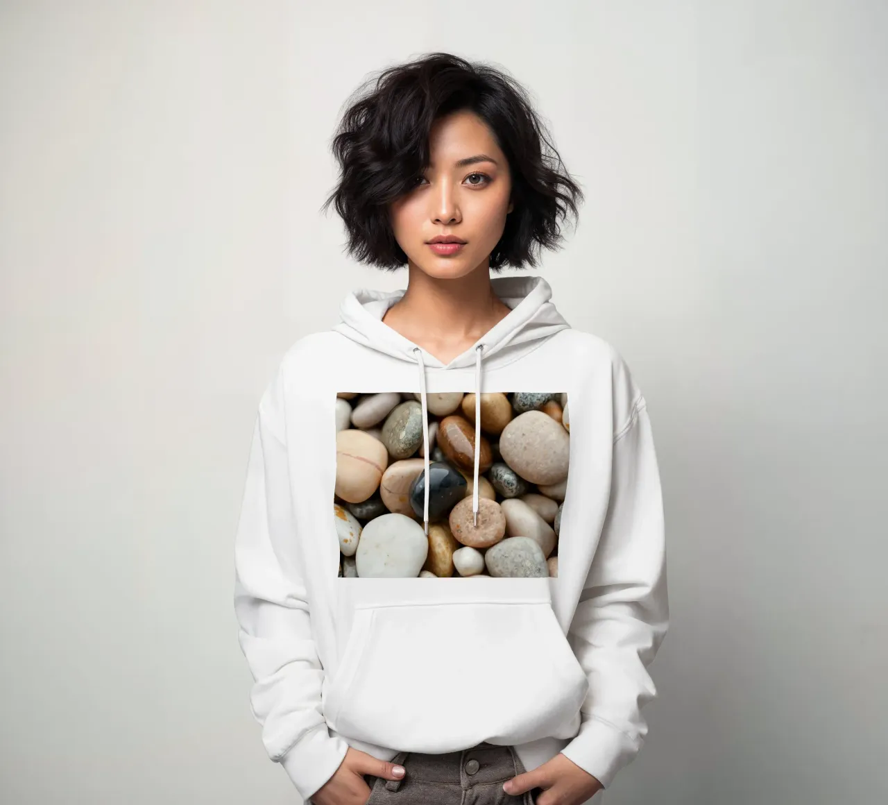 Collezione di pietre di fiume lisce di vari colori e dimensioni felpa con cappuccio da DesignDoodle