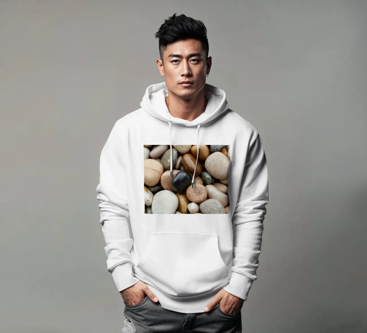 Collezione di pietre di fiume lisce di vari colori e dimensioni felpa con cappuccio da DesignDoodle