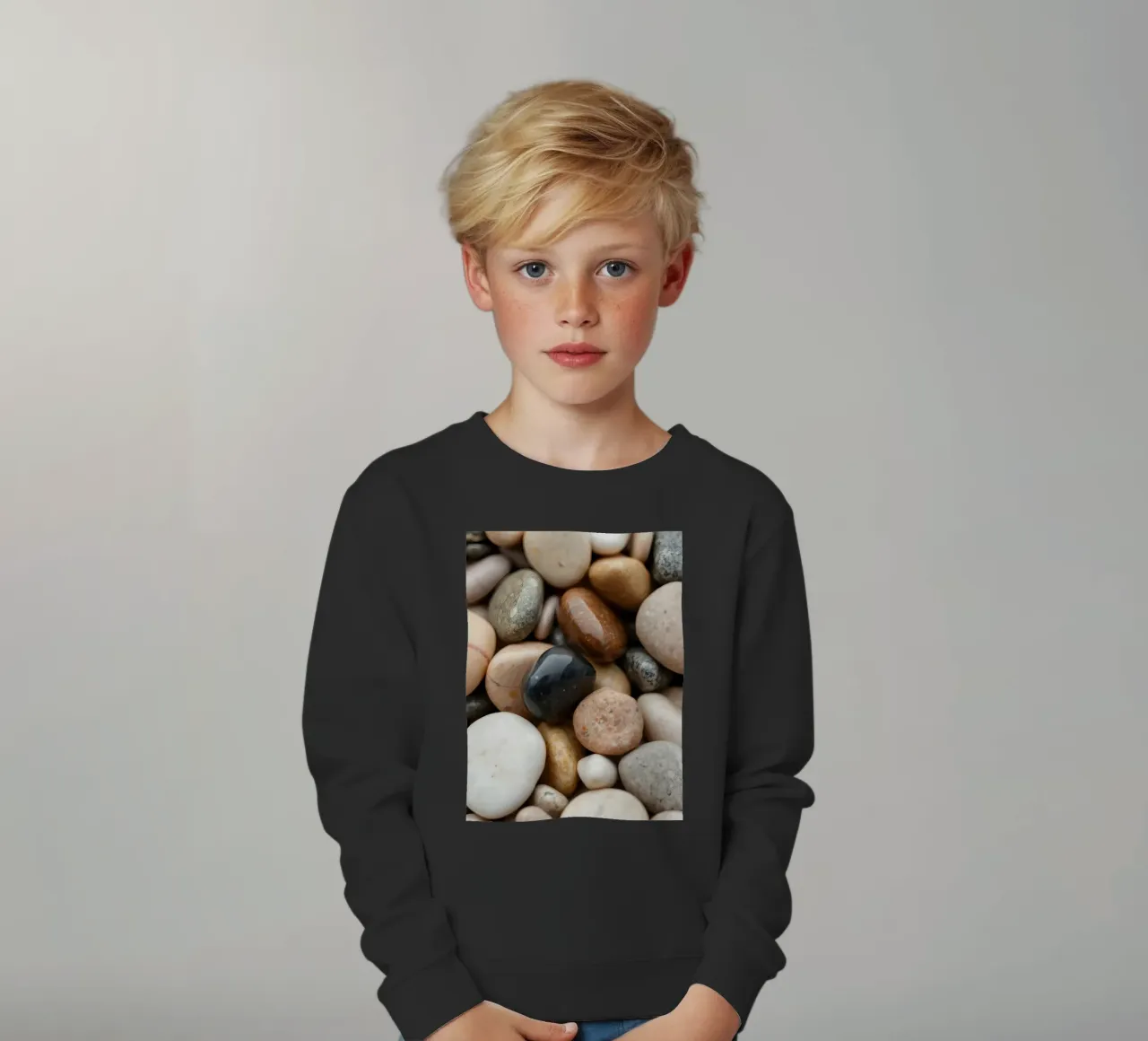 Collezione di pietre di fiume lisce di vari colori e dimensioni felpa bambino da DesignDoodle