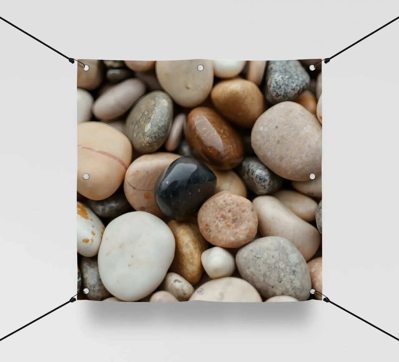 Collezione di pietre di fiume lisce di vari colori e dimensioni telo in pvc da DesignDoodle