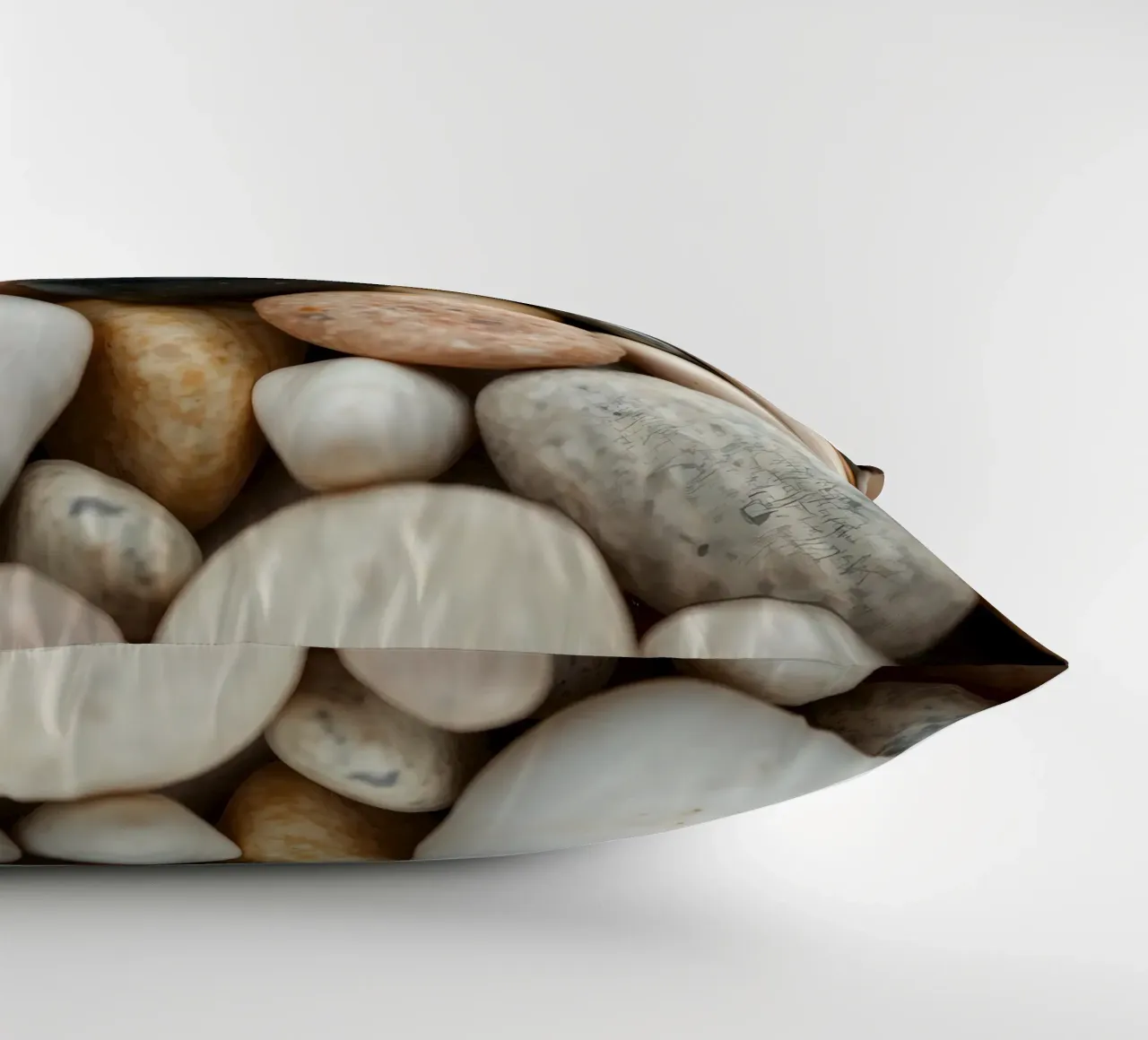 Collezione di pietre di fiume lisce di vari colori e dimensioni cuscino da DesignDoodle