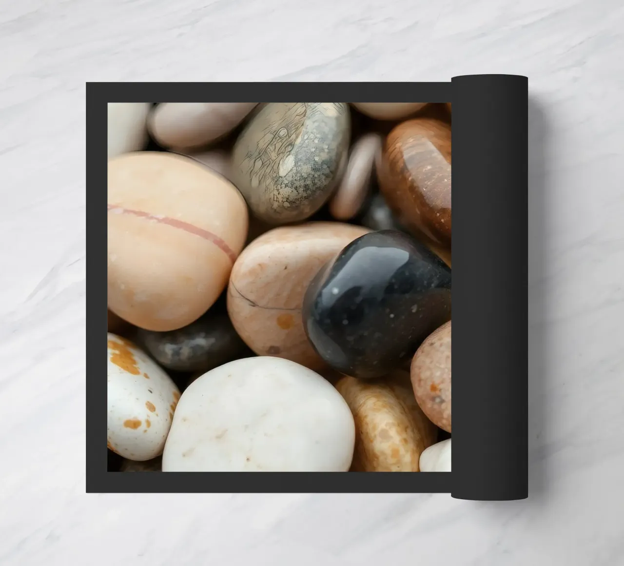 Collezione di pietre di fiume lisce di vari colori e dimensioni zerbino da DesignDoodle