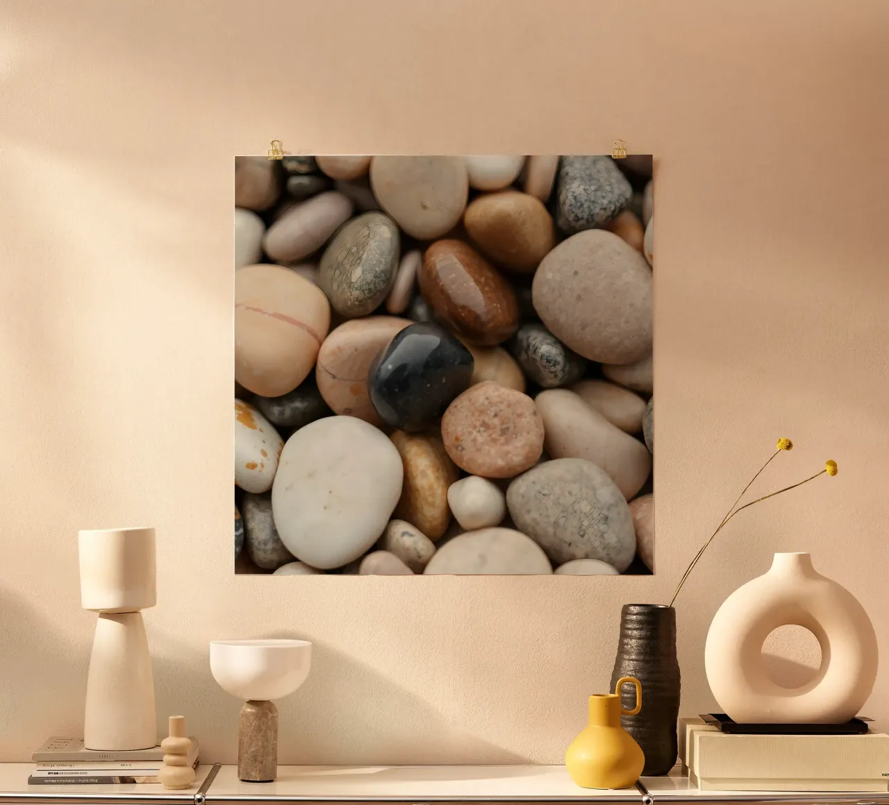 Collezione di pietre di fiume lisce di vari colori e dimensioni carta hahnemühle da DesignDoodle