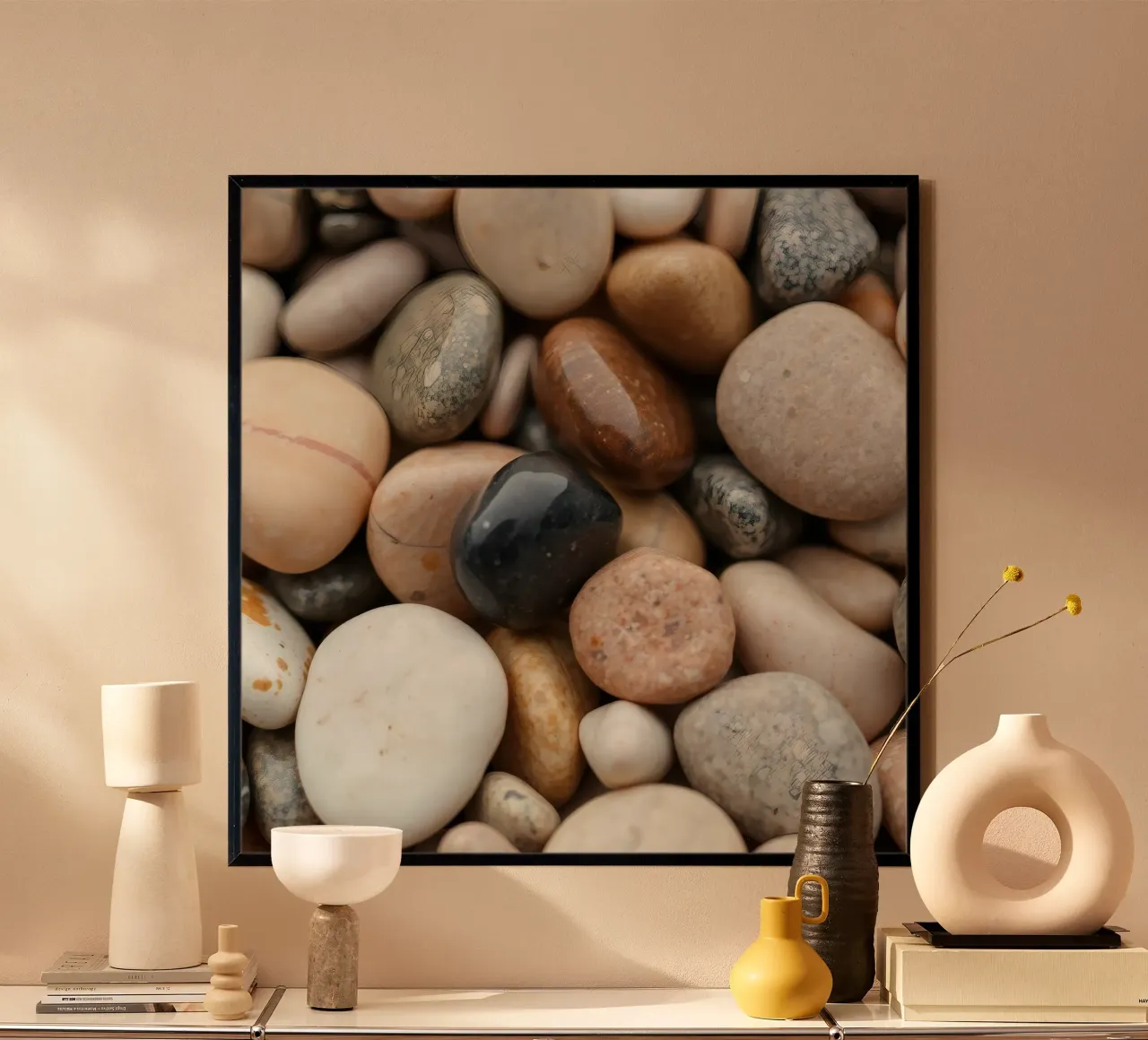 Collezione di pietre di fiume lisce di vari colori e dimensioni carta hahnemühle da DesignDoodle