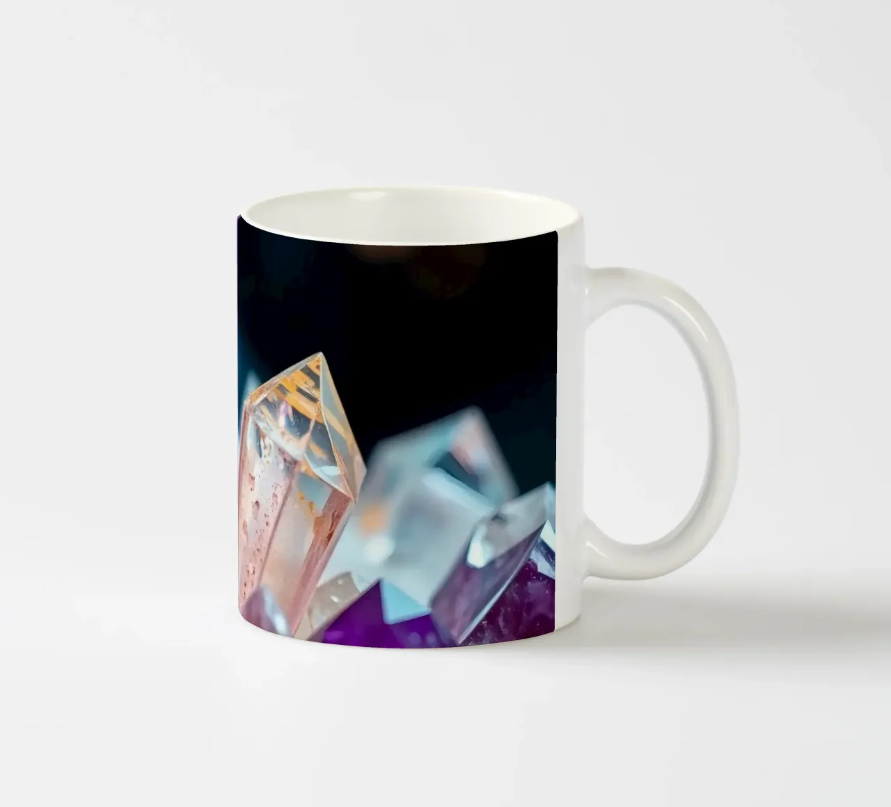 Cristalli di quarzo colorati disposti in un allestimento artistico tazza in ceramica da DesignDoodle
