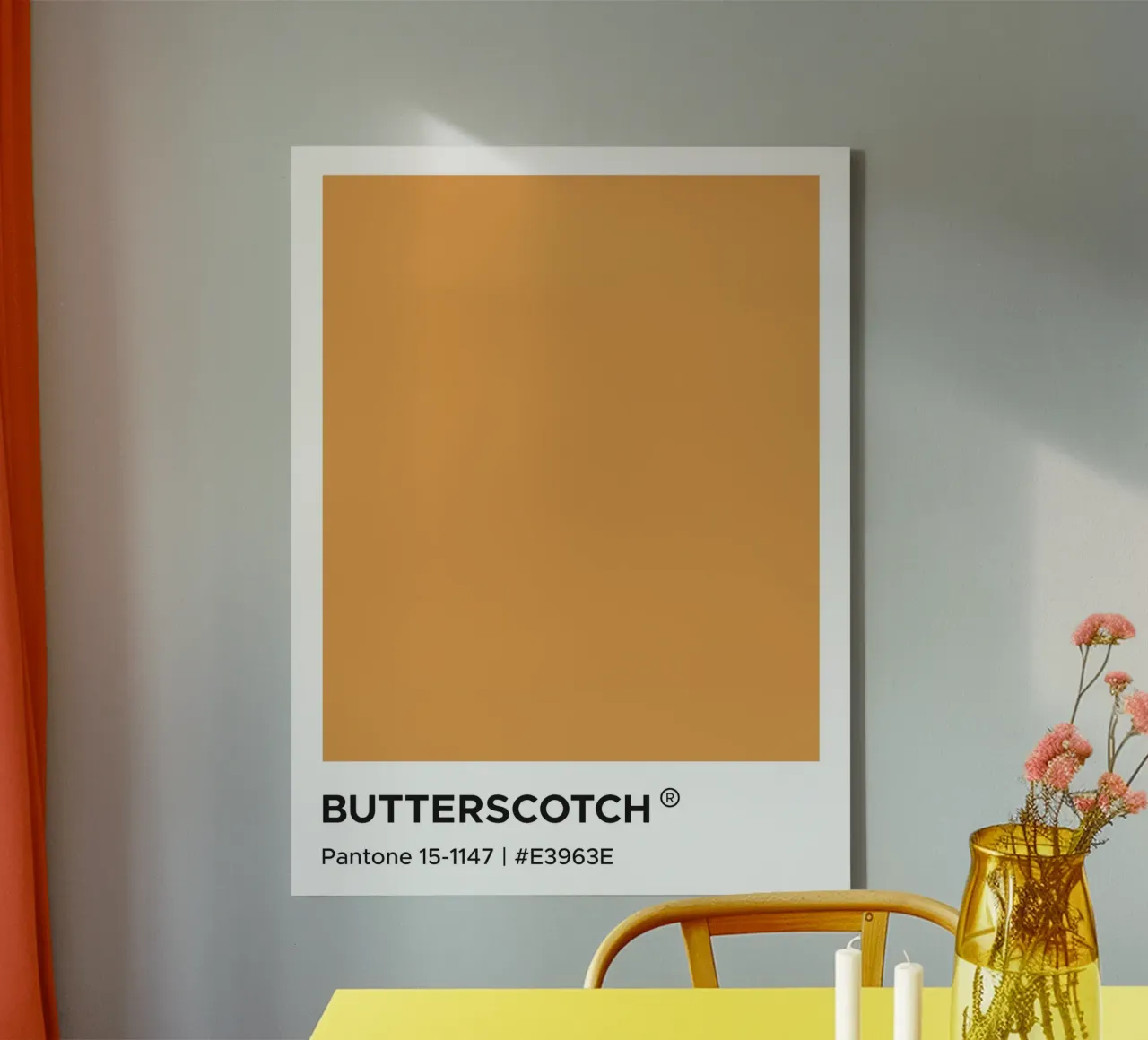 Pantone Butterscotch tela con Cornice a cassetta da Paigaam Studio