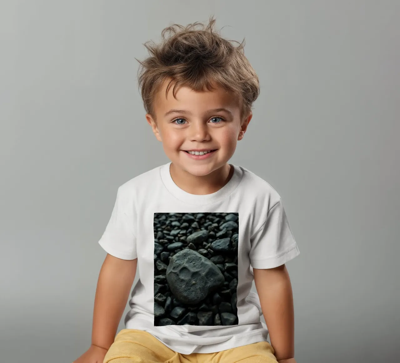 Pietre scure sparse su una spiaggia al tramonto t-shirt bambini da DesignDoodle