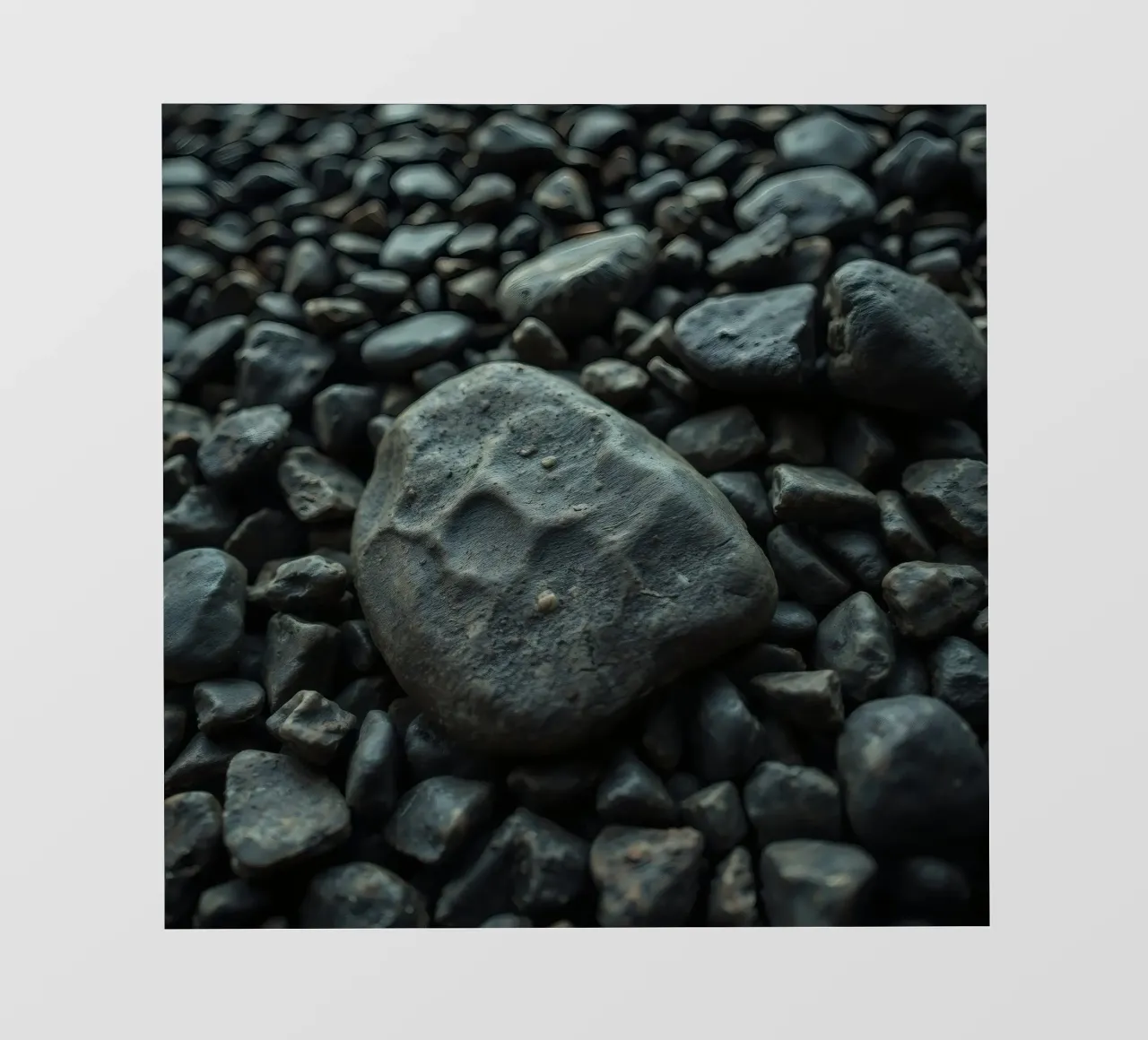 Pietre scure sparse su una spiaggia al tramonto pellicola backlit da DesignDoodle