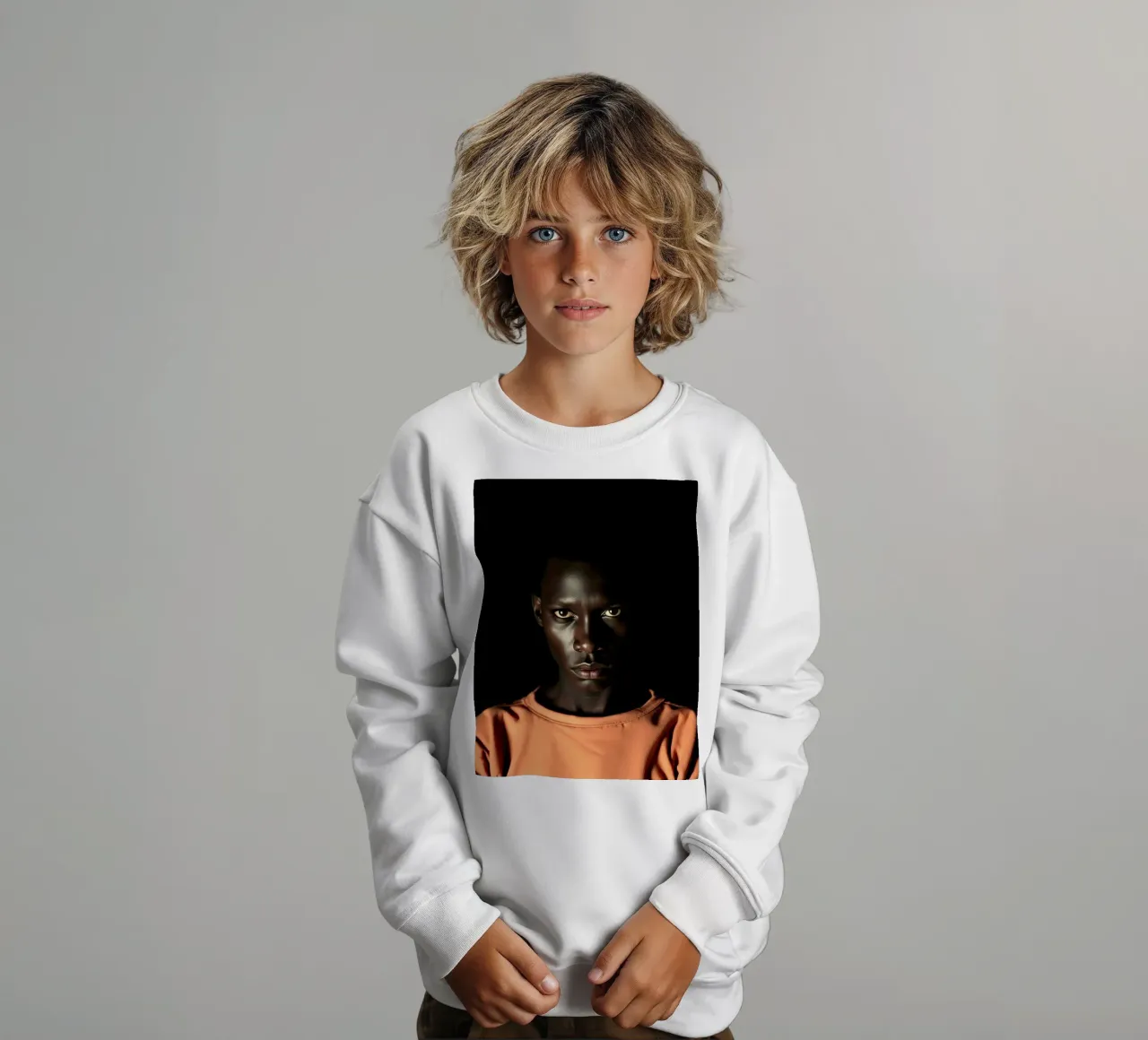 Ritratto di giovane uomo con sguardo intenso felpa bambino da DesignDoodle