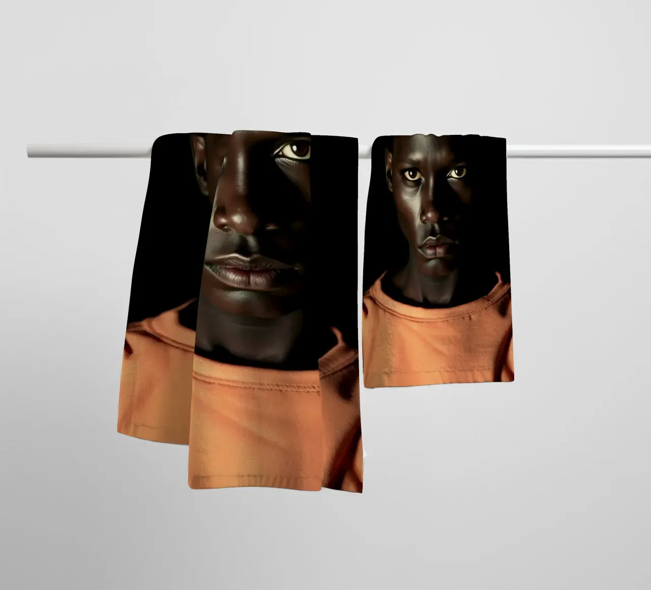 Ritratto di giovane uomo con sguardo intenso asciugamano da bagno da DesignDoodle