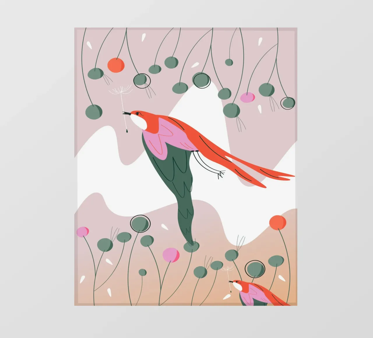Birds of Spring backlit film by Silvie Illustration