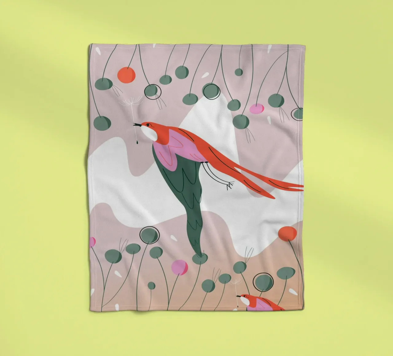 Birds of Spring fleece blanket by Silvie Illustration