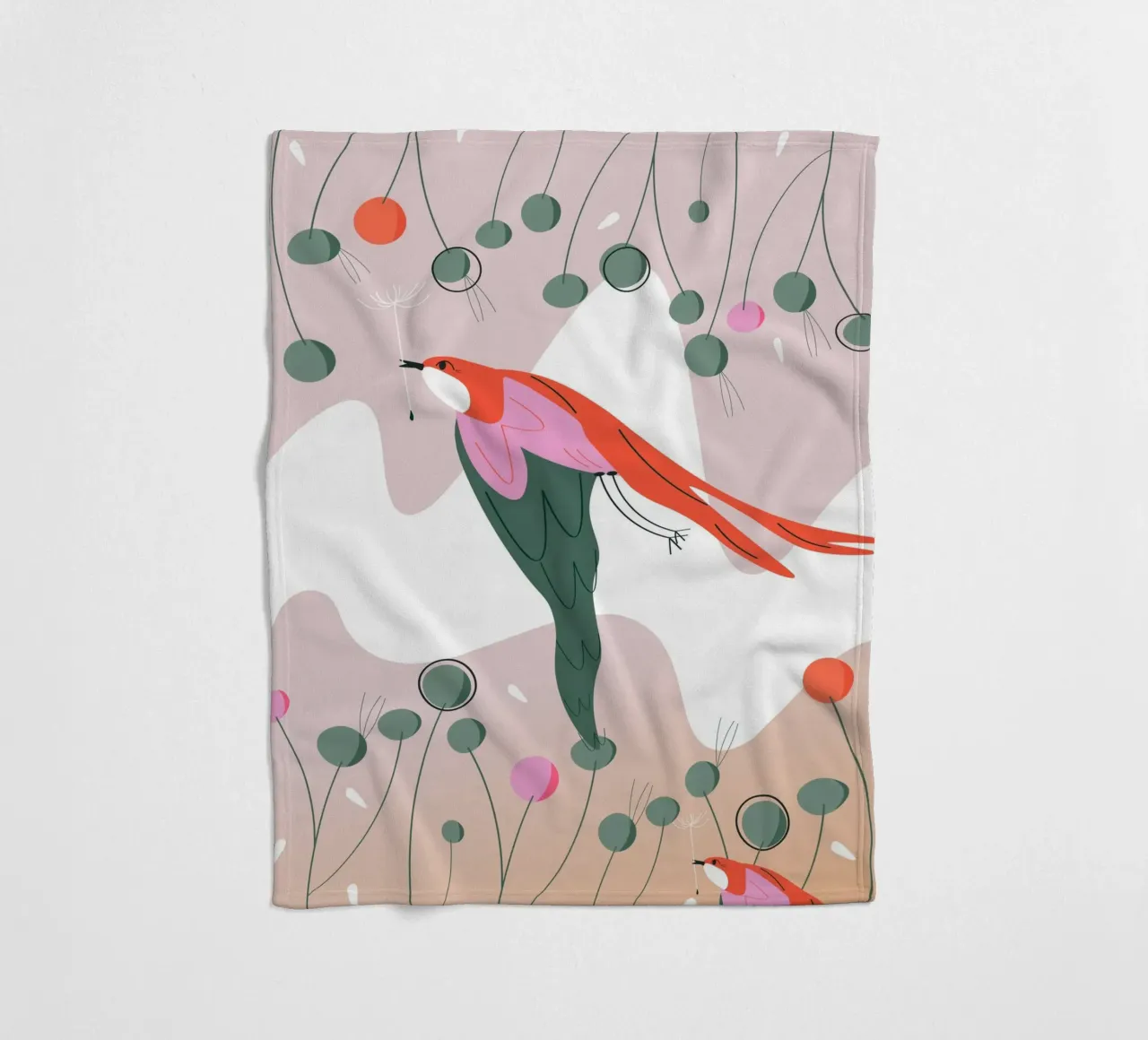 Birds of Spring fleece blanket by Silvie Illustration