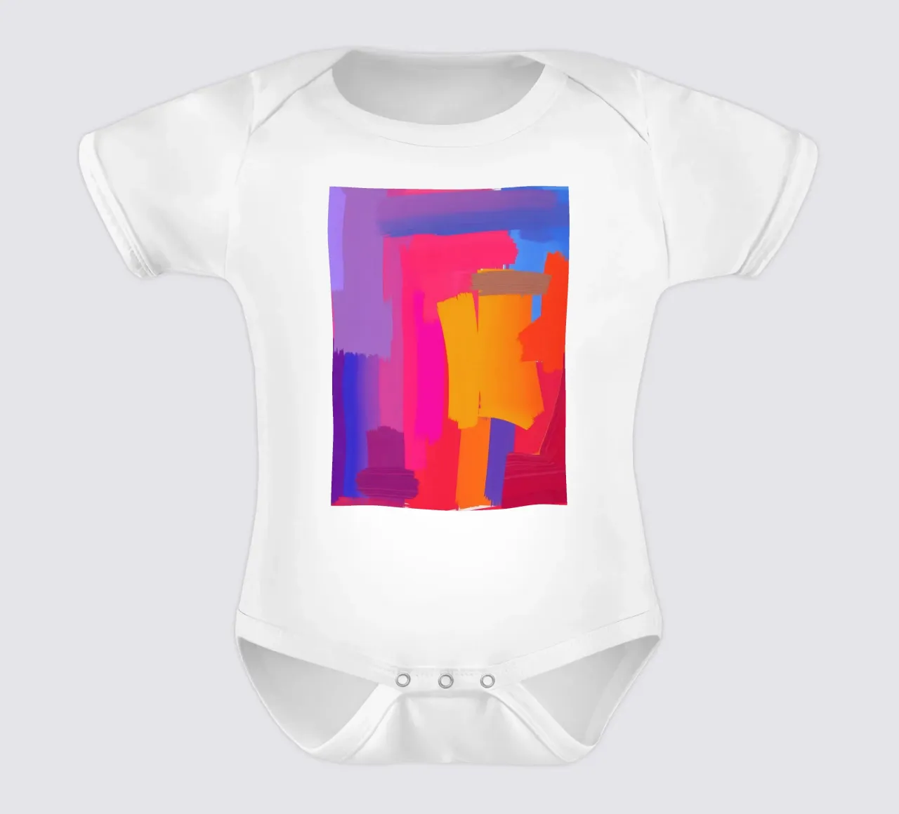 Luminosa opera d'arte astratta con colori vivaci, pennellate audaci body neonato maniche corte da DesignDoodle