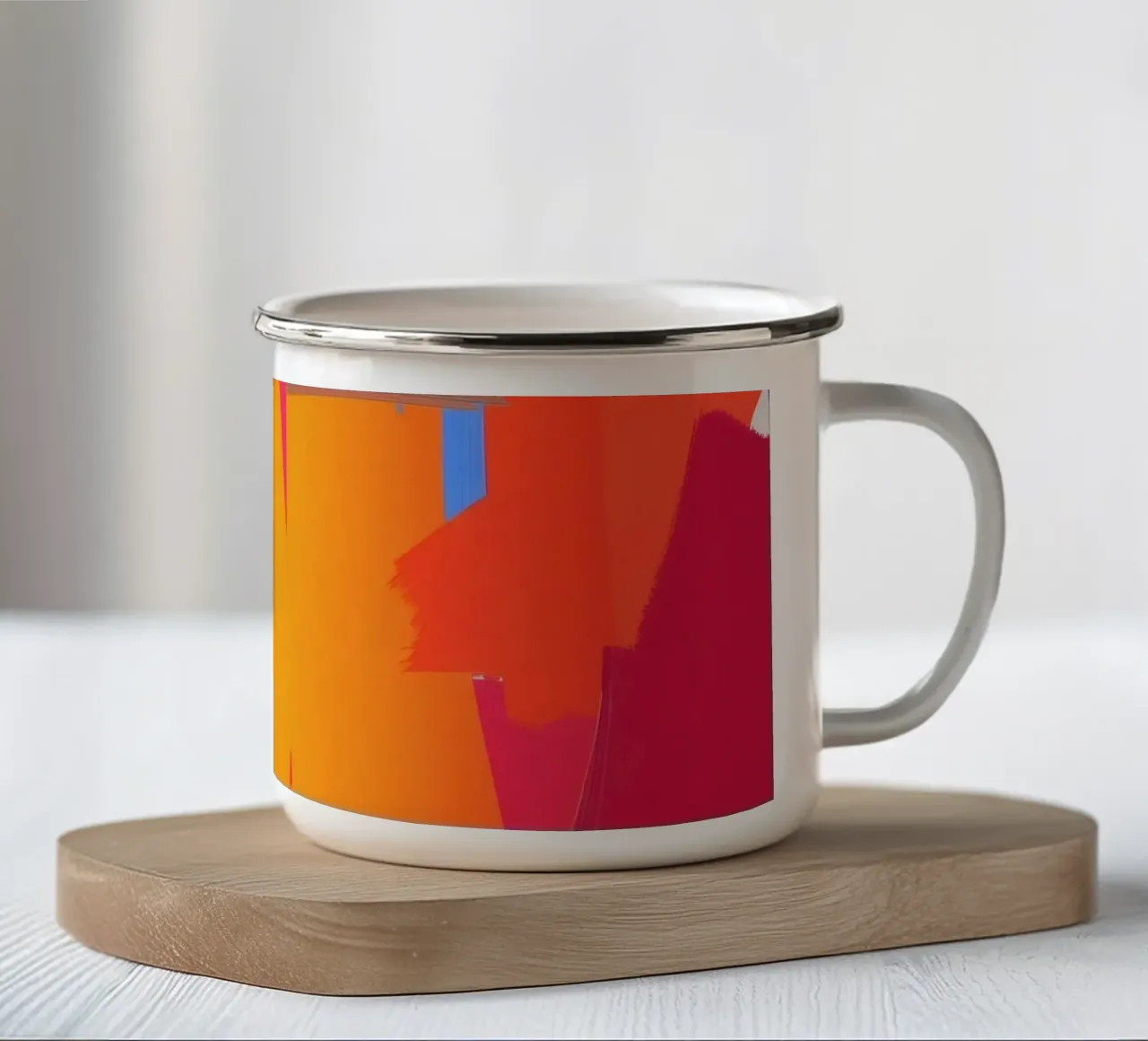 Luminosa opera d'arte astratta con colori vivaci, pennellate audaci tazza in smalto da DesignDoodle