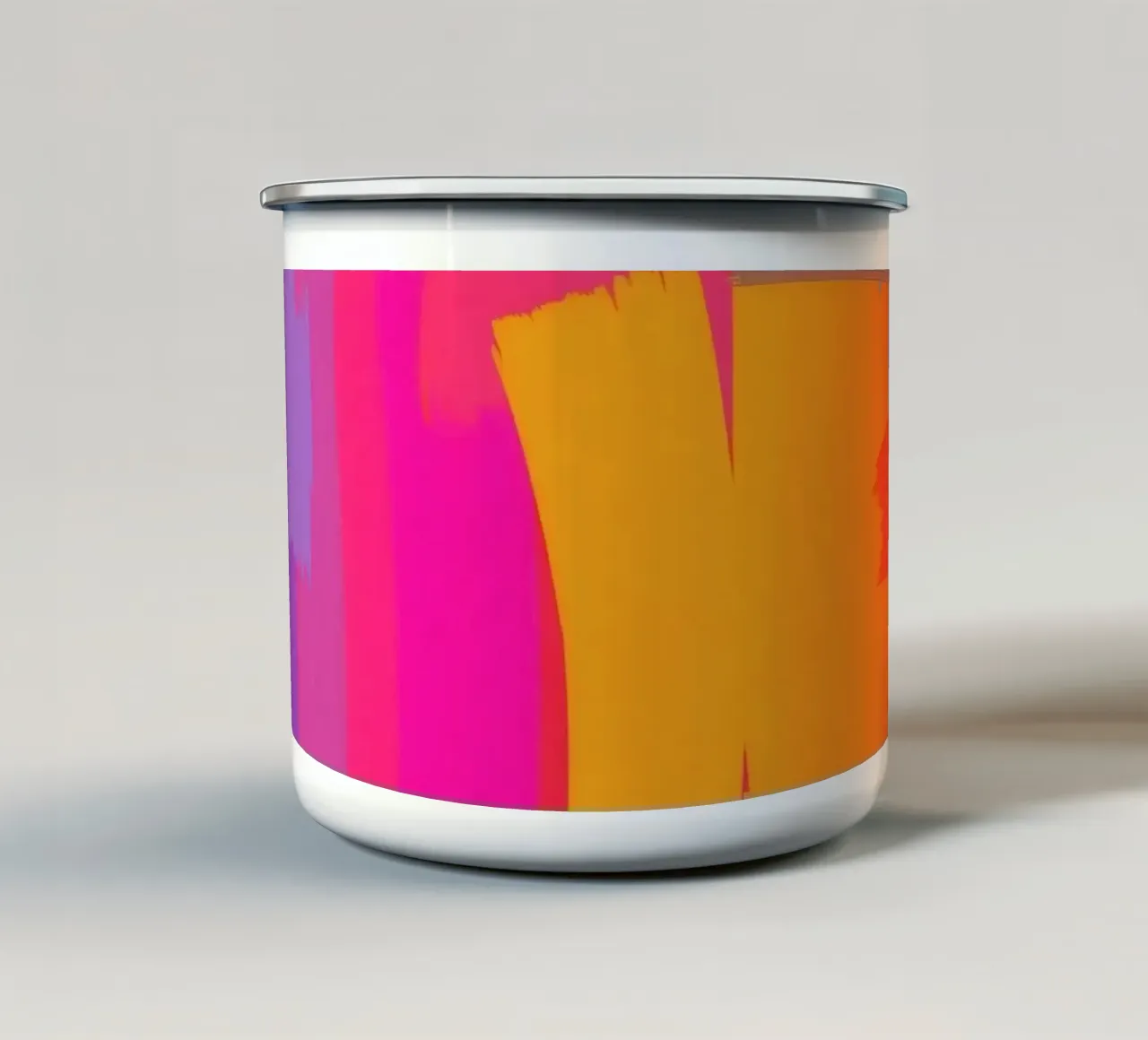 Luminosa opera d'arte astratta con colori vivaci, pennellate audaci tazza in smalto da DesignDoodle