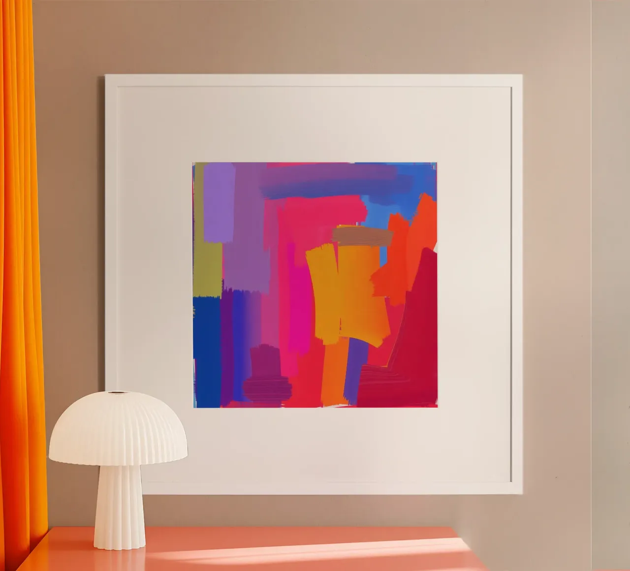 Luminosa opera d'arte astratta con colori vivaci, pennellate audaci poster da DesignDoodle