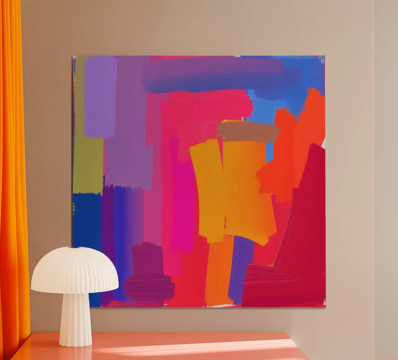 Luminosa opera d'arte astratta con colori vivaci, pennellate audaci poster da DesignDoodle