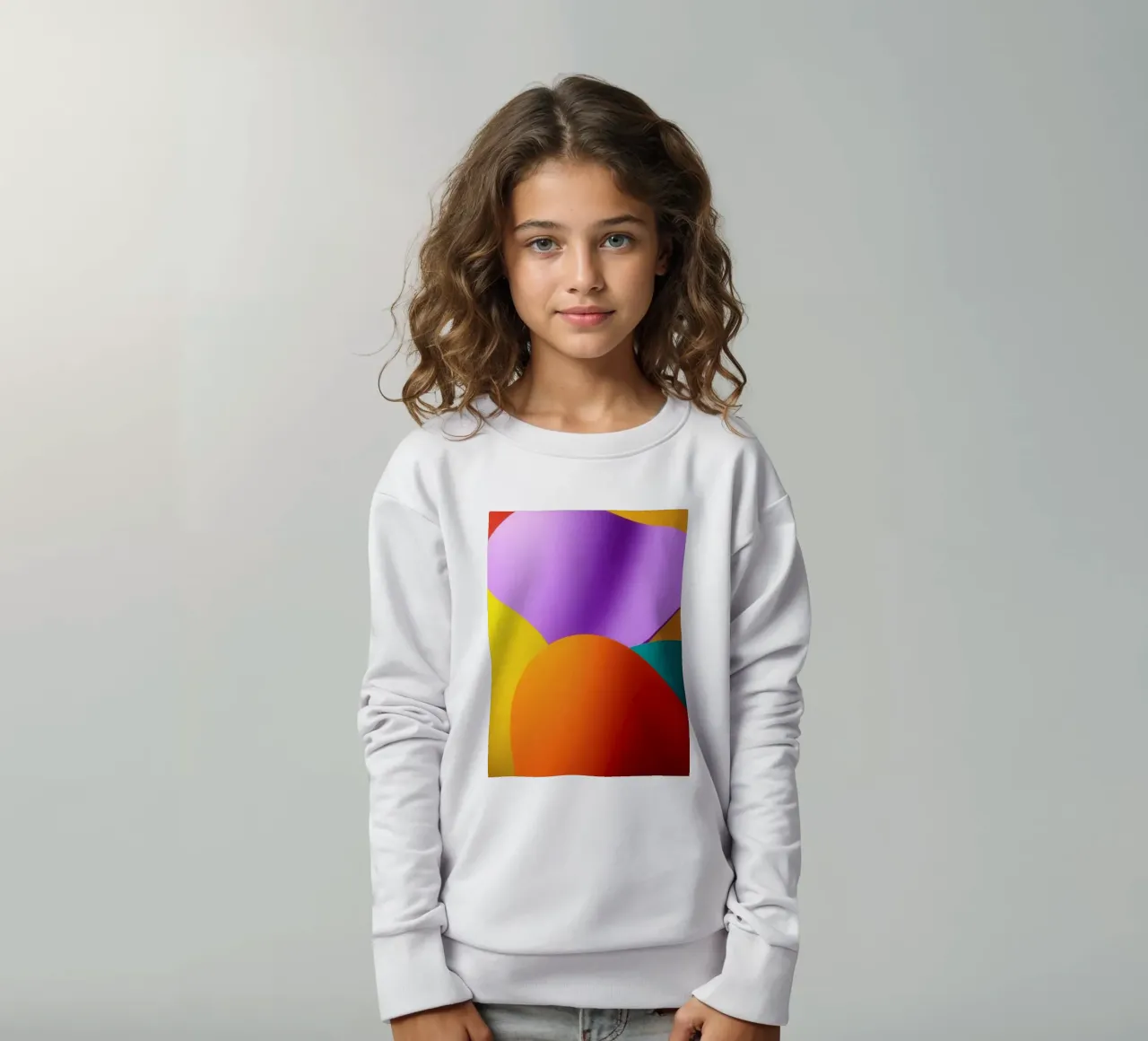 Des formes abstraites colorées se fondent dans un art vibrant. sweat enfant de DesignDoodle