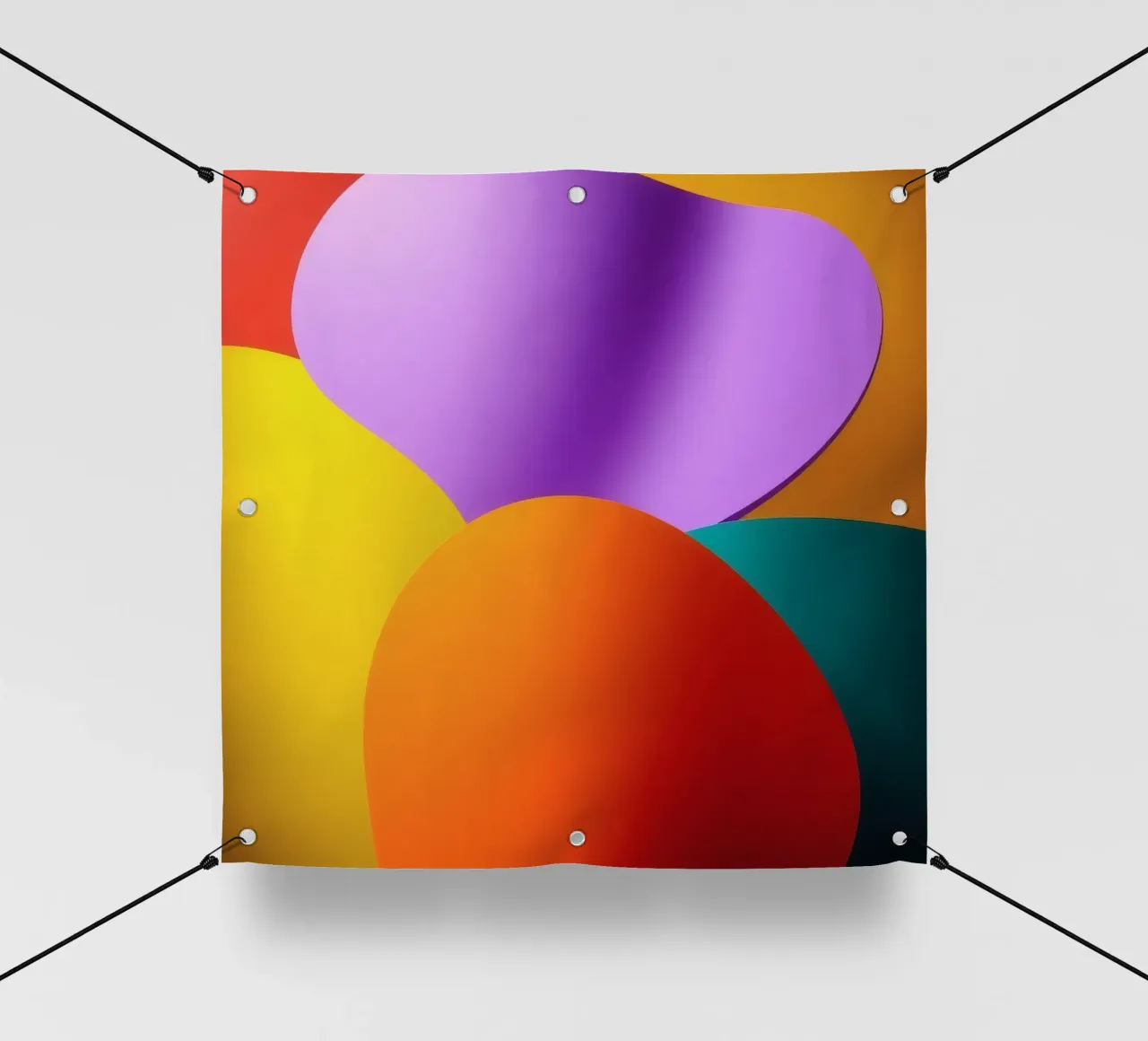 Bunte abstrakte Formen verschmelzen zu einem lebendigen Kunstwerk PVC Plane von DesignDoodle