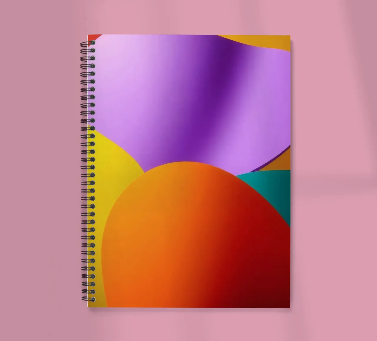 Colorful abstract shapes blend together in a vibrant art spiral notebook by DesignDoodle