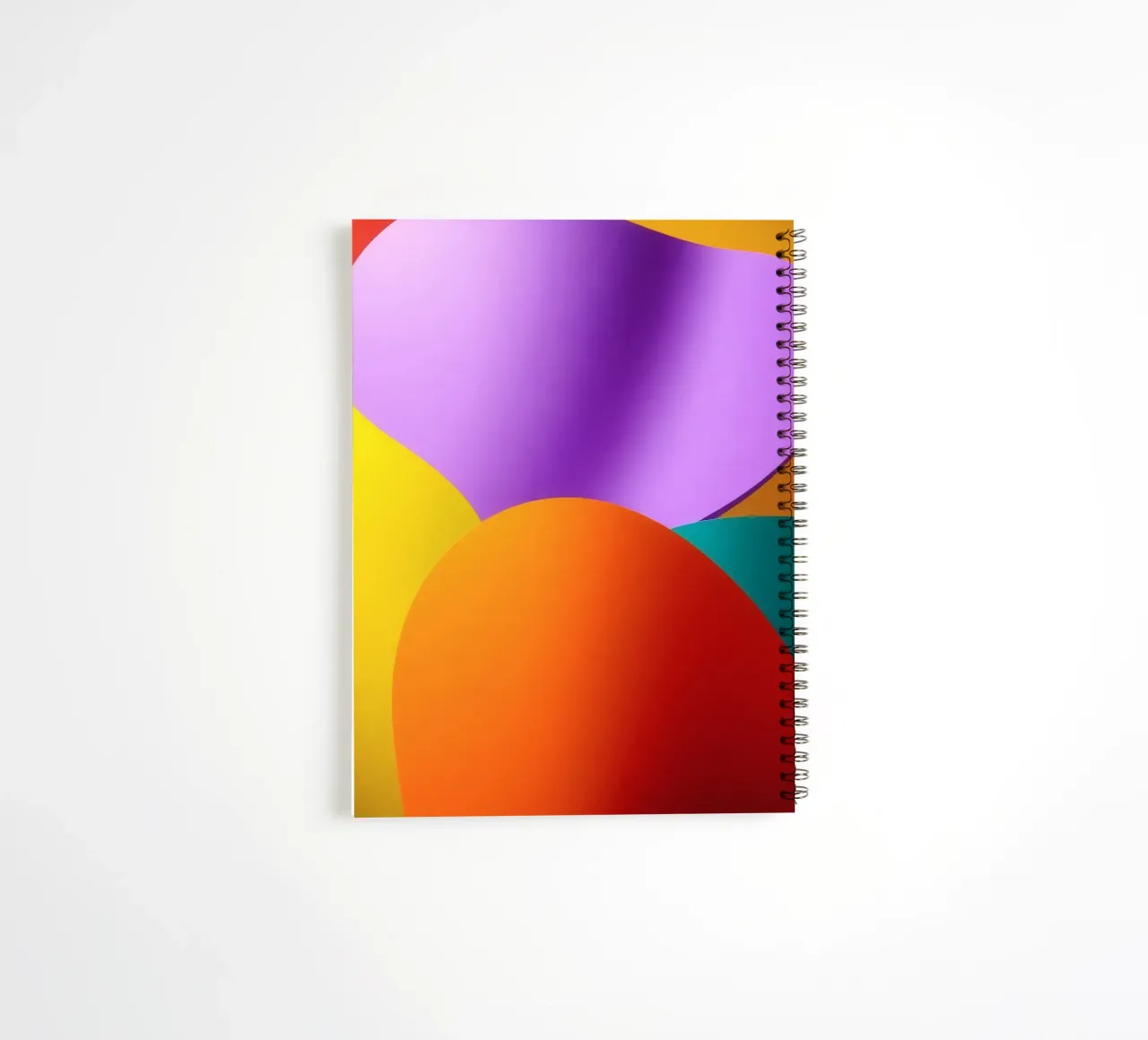 Colorful abstract shapes blend together in a vibrant art spiral notebook by DesignDoodle