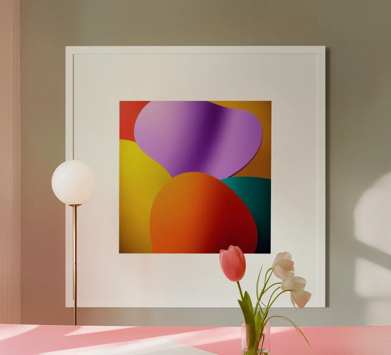 Bunte abstrakte Formen verschmelzen zu einem lebendigen Kunstwerk Hahnemühle von DesignDoodle