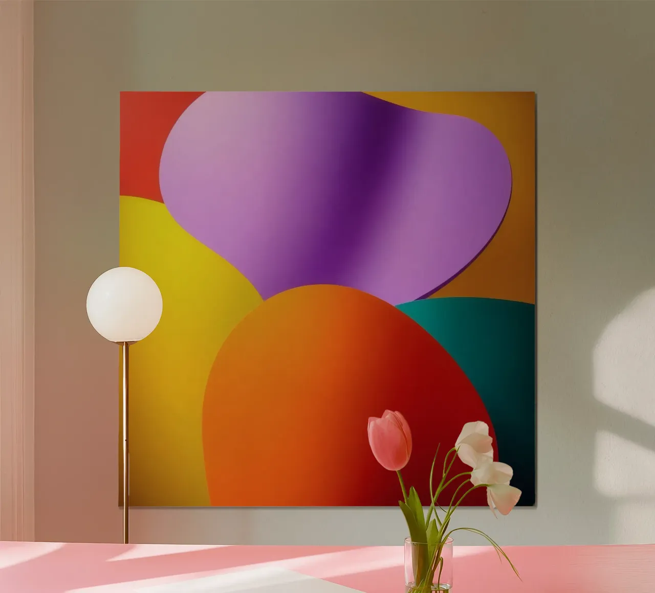 Bunte abstrakte Formen verschmelzen zu einem lebendigen Kunstwerk Hahnemühle von DesignDoodle