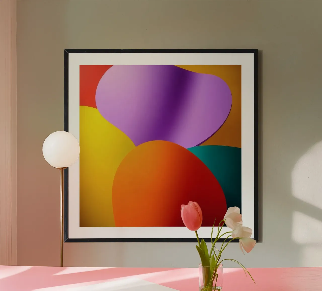 Bunte abstrakte Formen verschmelzen zu einem lebendigen Kunstwerk Hahnemühle von DesignDoodle