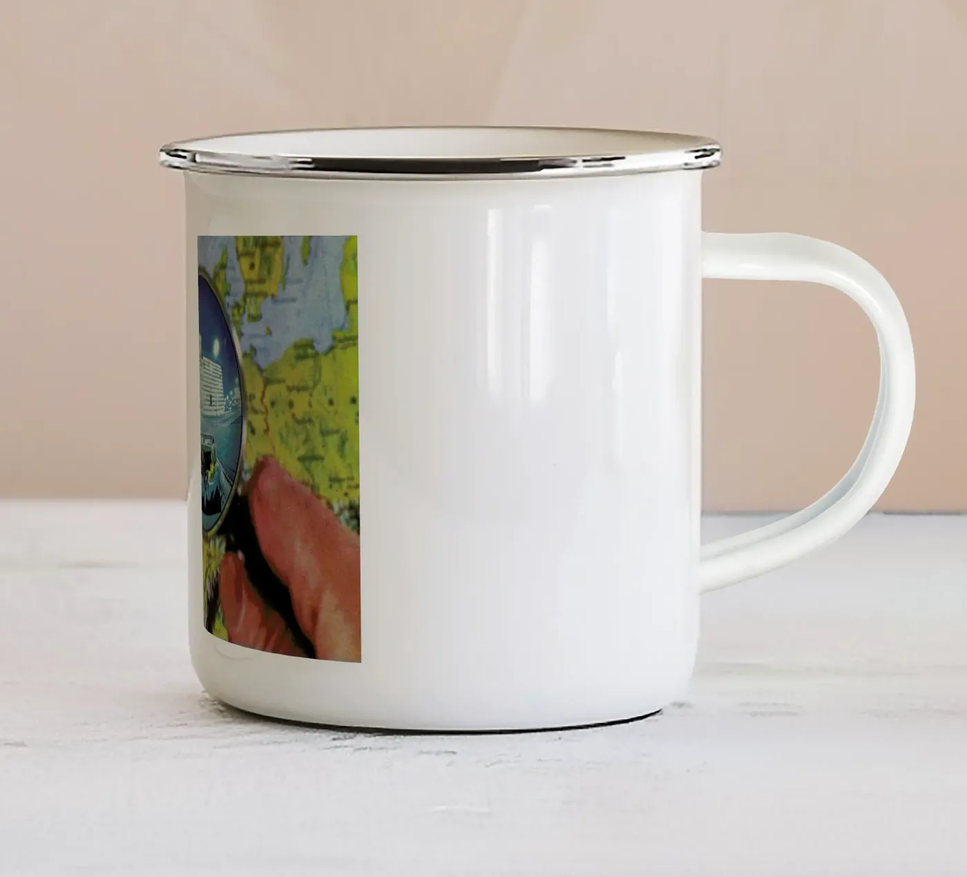 Lets get lost enamel mug by Sammy Slabbinck