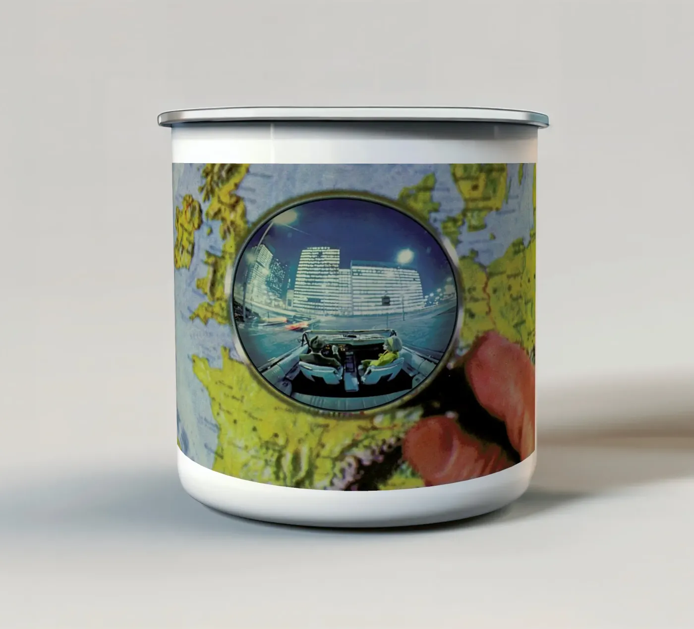 Lets get lost enamel mug by Sammy Slabbinck