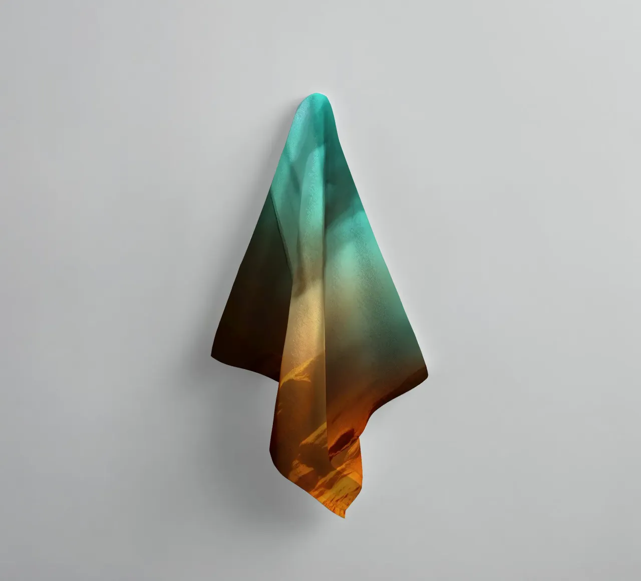 Mysterious cave illuminated by colorful light beams towel by DesignDoodle