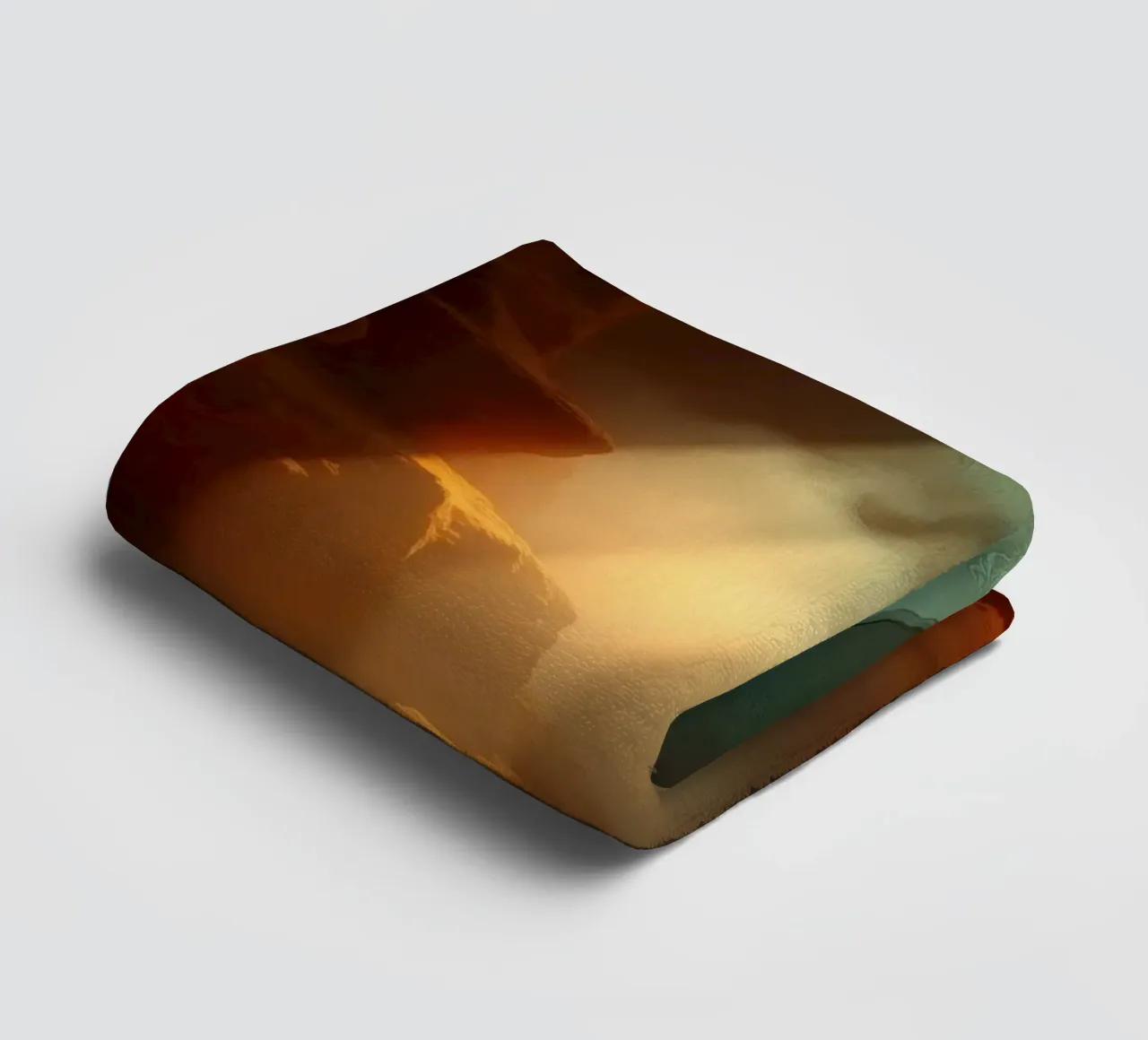 Mysterious cave illuminated by colorful light beams towel by DesignDoodle