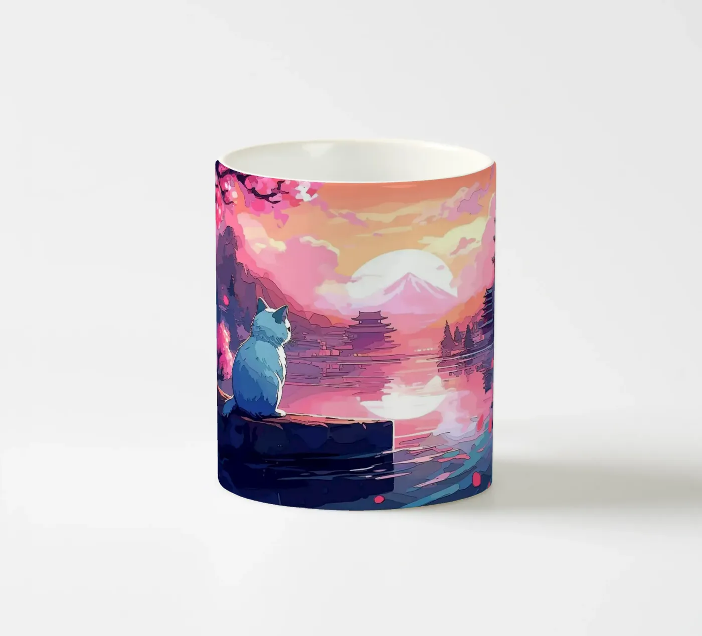 cat ceramic mug by Abstract Botanical Art
