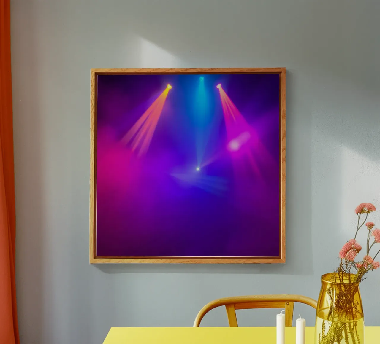 Luci di scena colorate illuminano un'atmosfera nebbiosa plexiglass da DesignDoodle