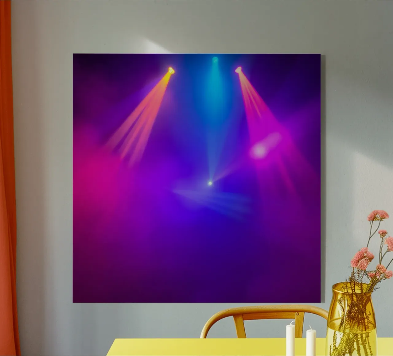 Luci di scena colorate illuminano un'atmosfera nebbiosa plexiglass da DesignDoodle