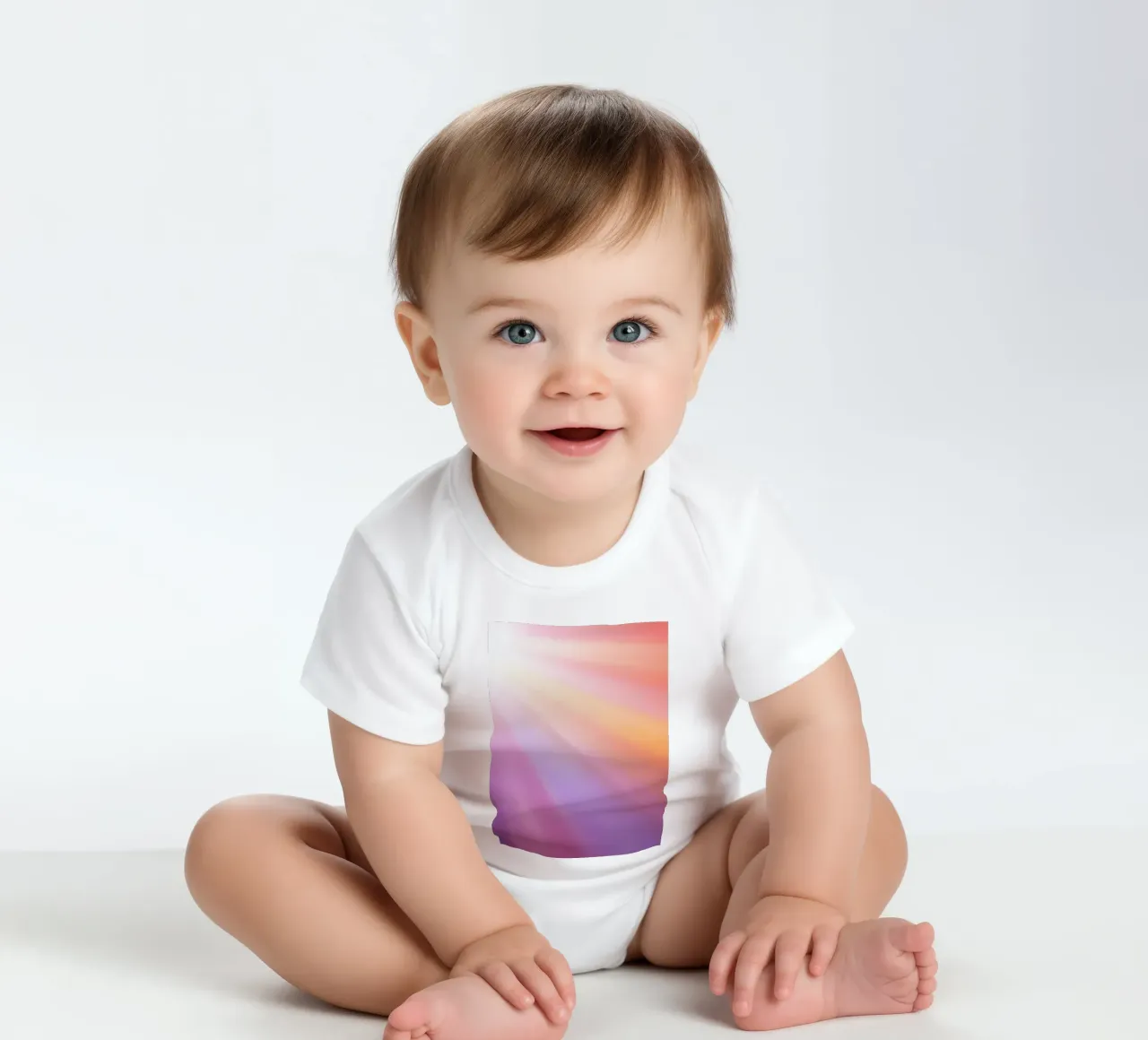 I raggi luminosi del sole creano un gradiente colorato body neonato maniche corte da DesignDoodle