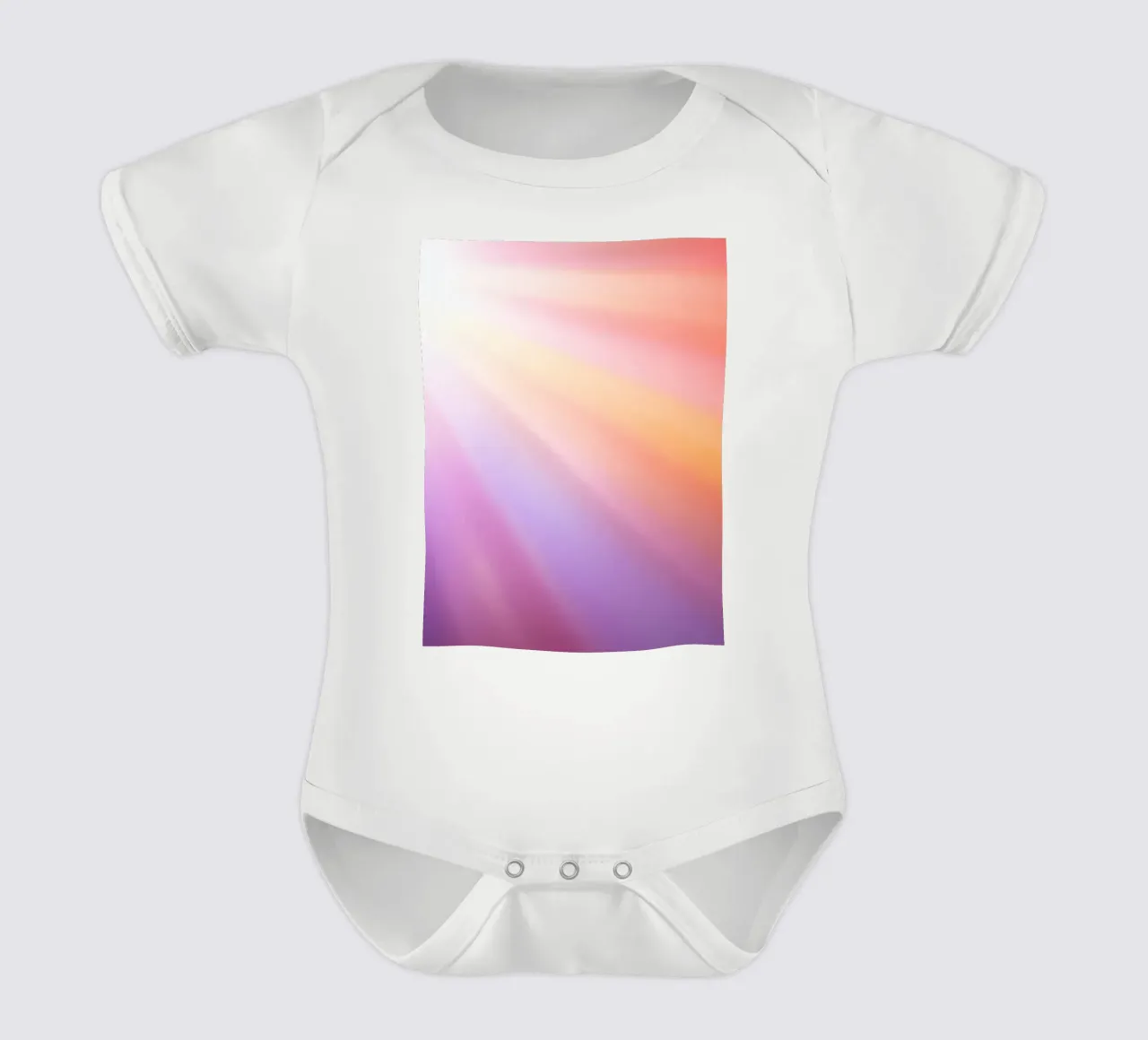 Bright rays of sunlight create a colorful gradient short-sleeve baby romper by DesignDoodle