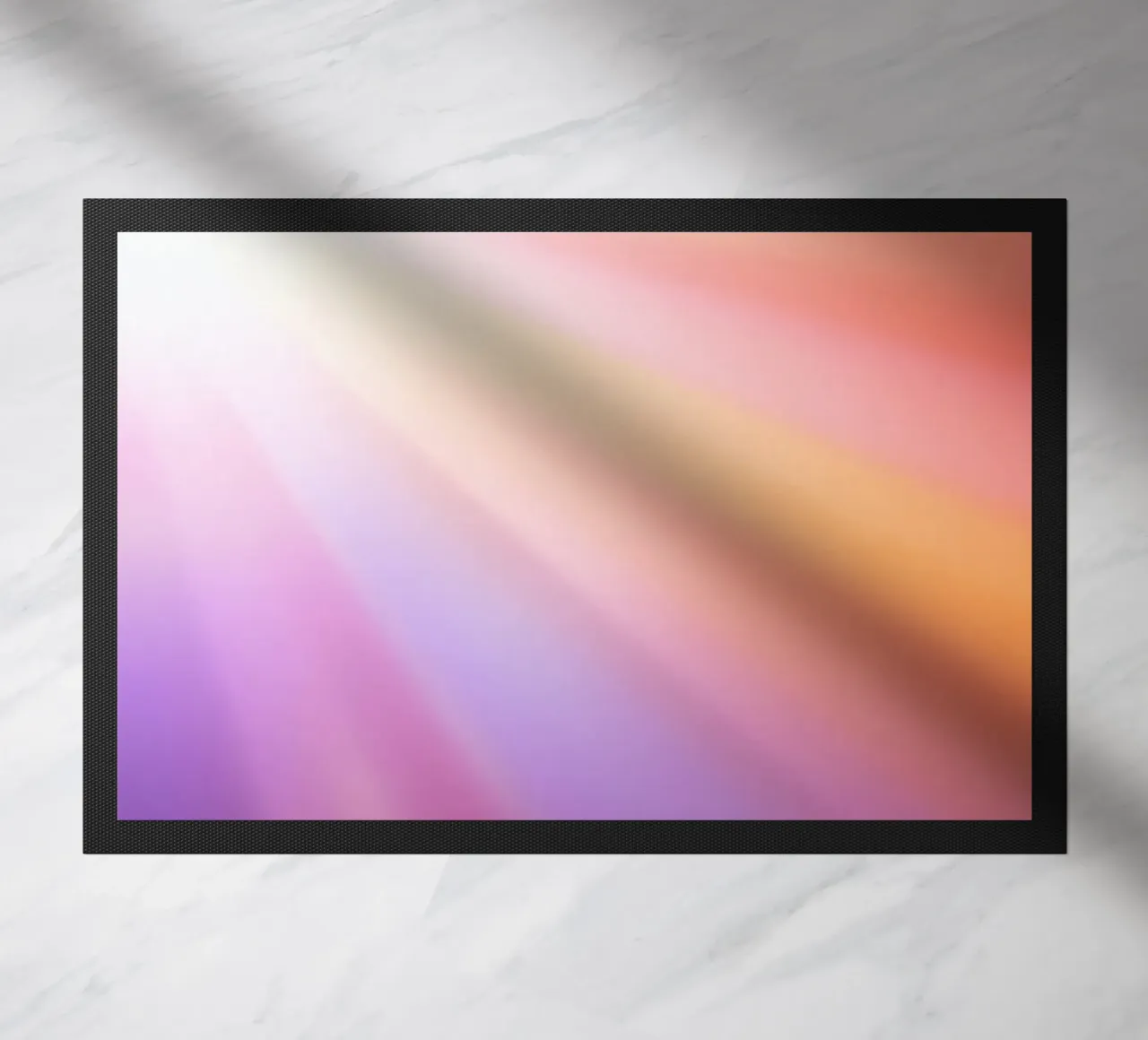 Bright rays of sunlight create a colorful gradient doormat by DesignDoodle