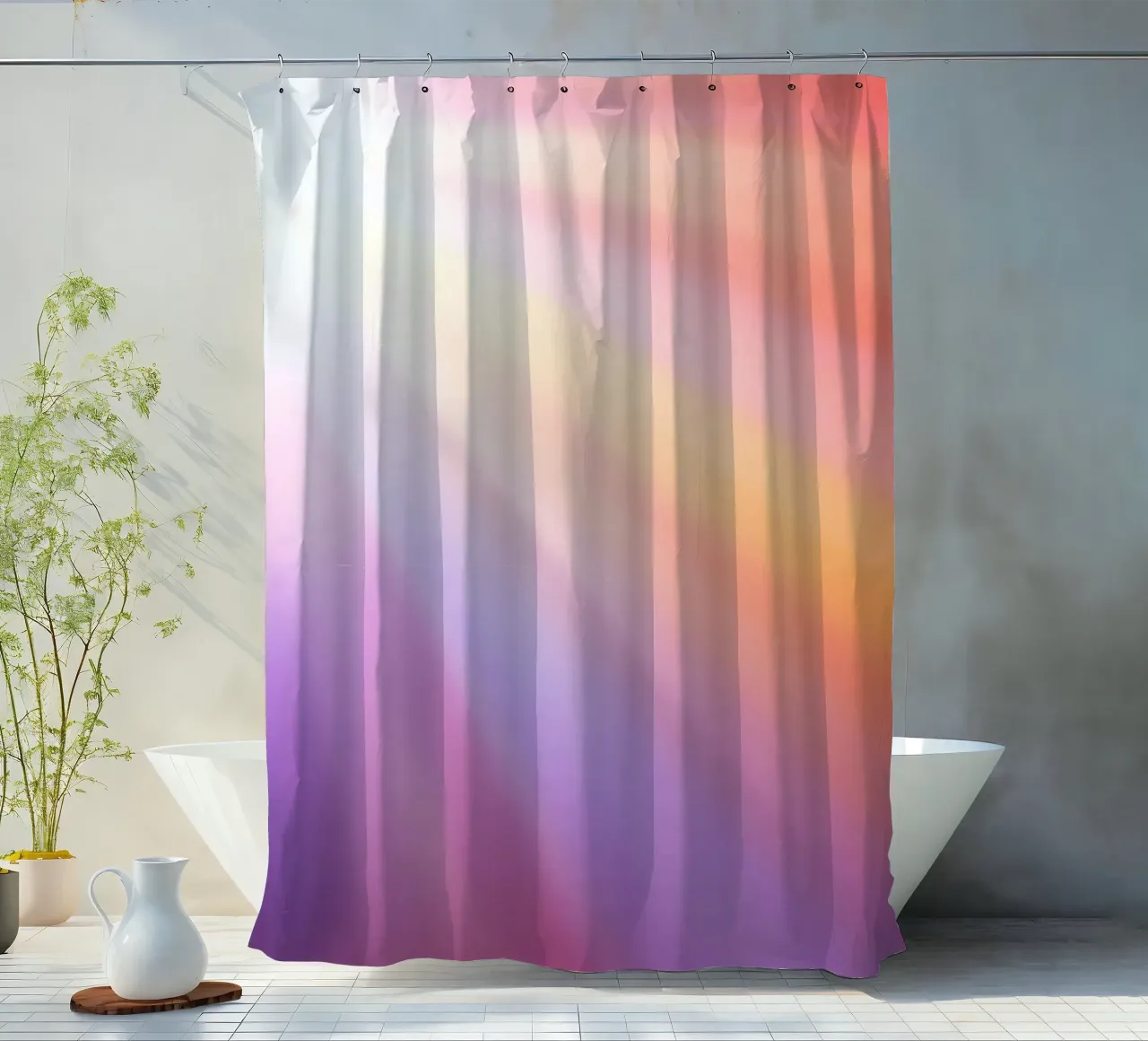I raggi luminosi del sole creano un gradiente colorato tenda da doccia da DesignDoodle